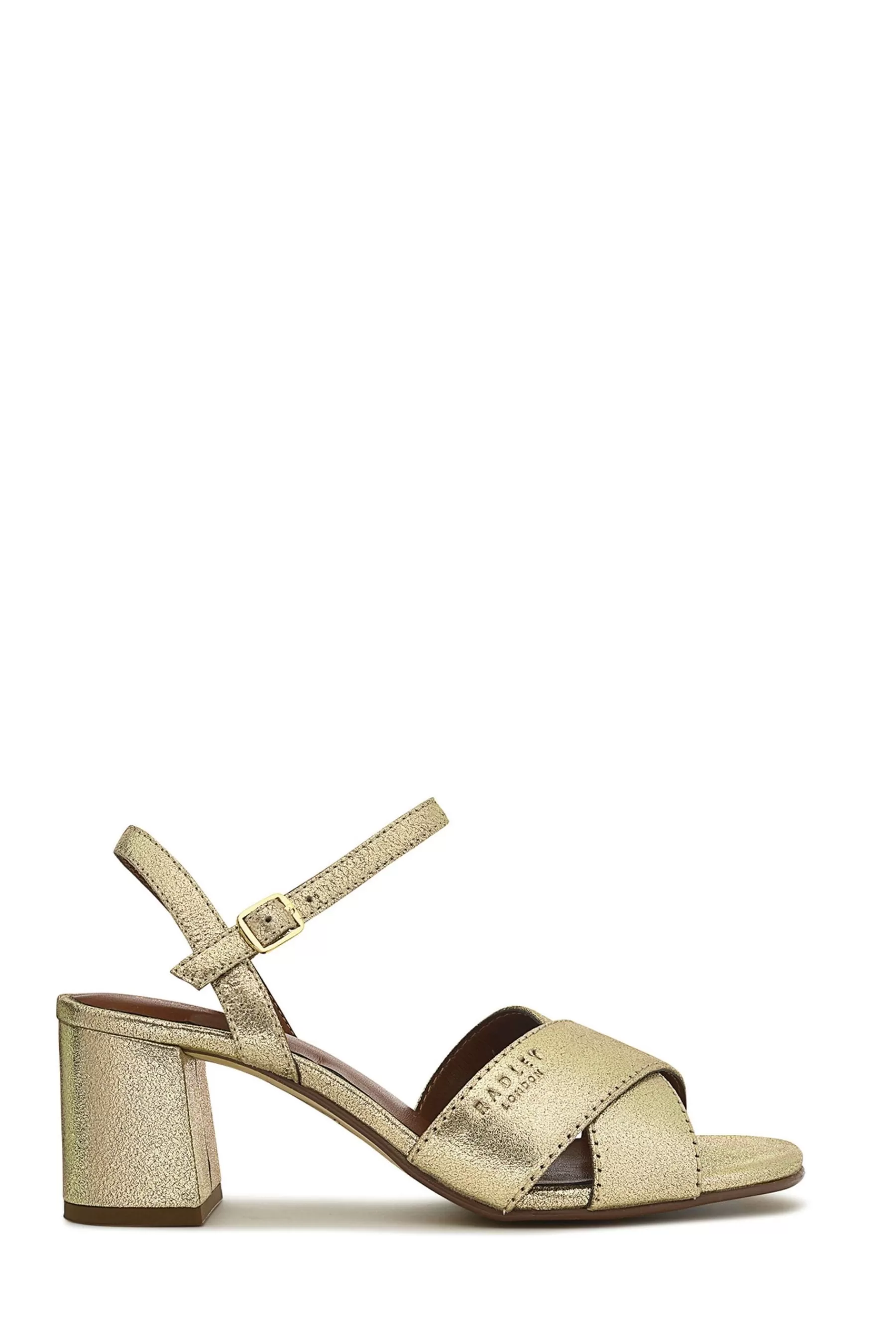 Radley Heels | London Cherry Garden Pier Crossover Block Heeled Sandals Gold