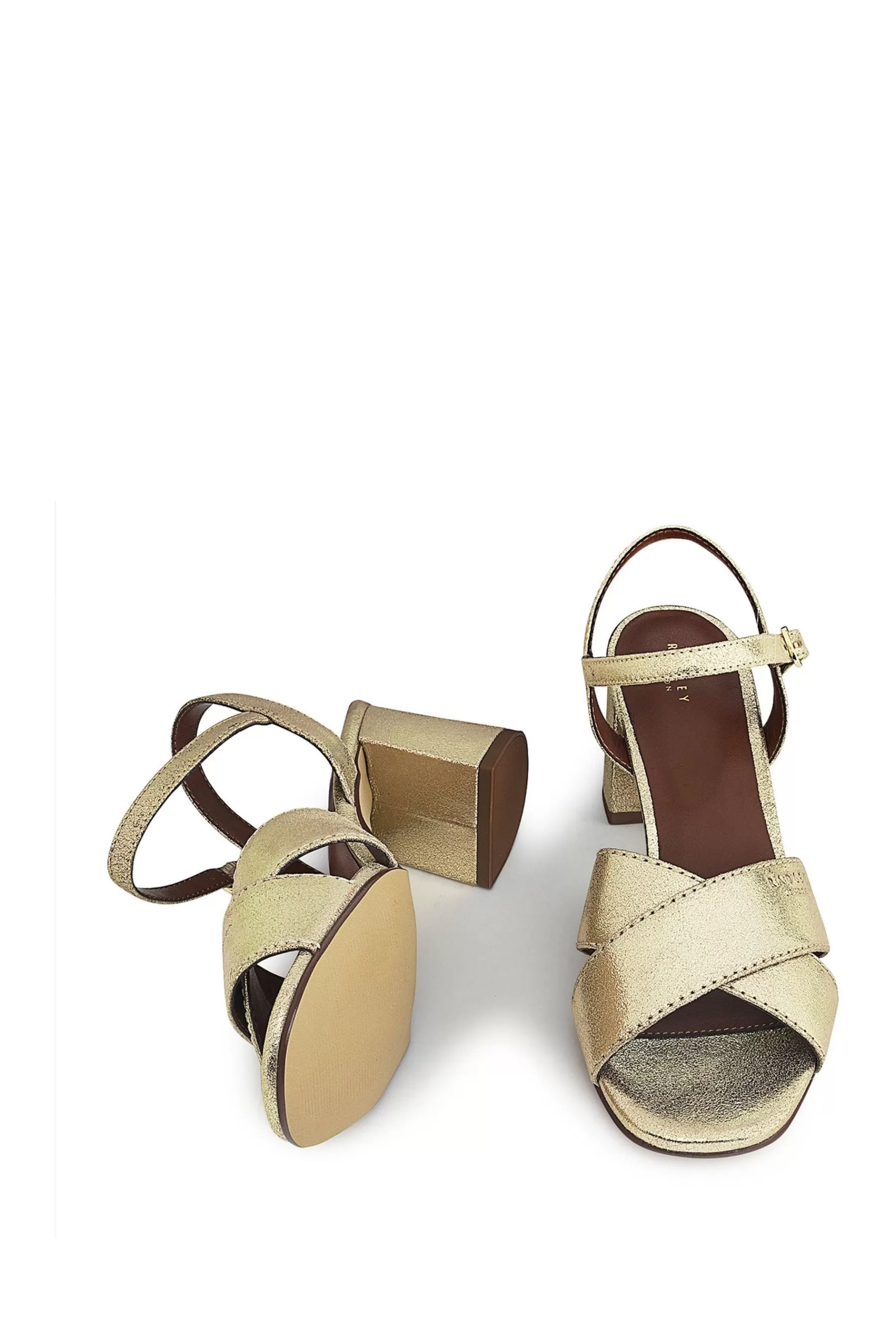 Radley Heels | London Cherry Garden Pier Crossover Block Heeled Sandals Gold