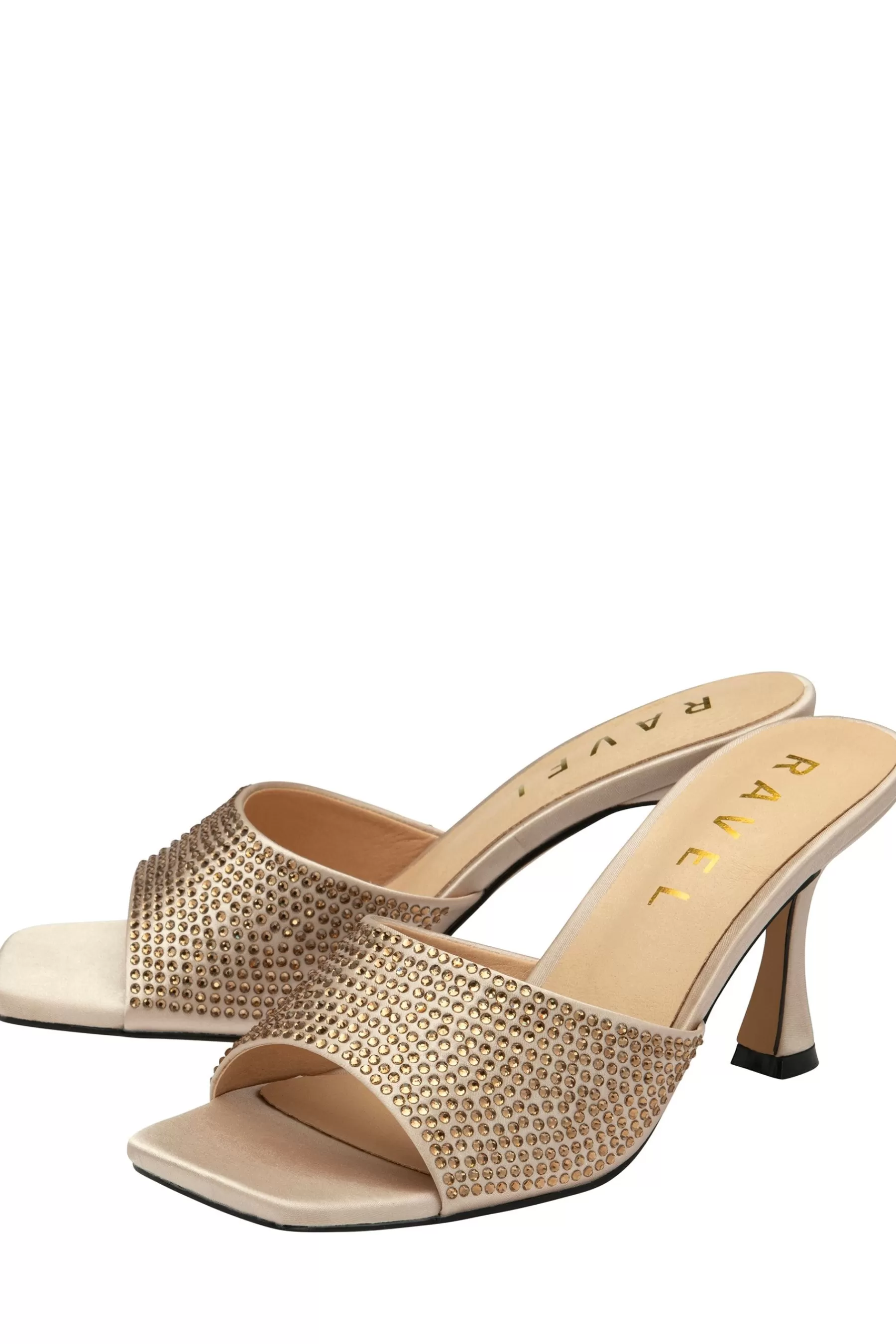 Ravel Sandals- Heeled Mule Sandals Gold