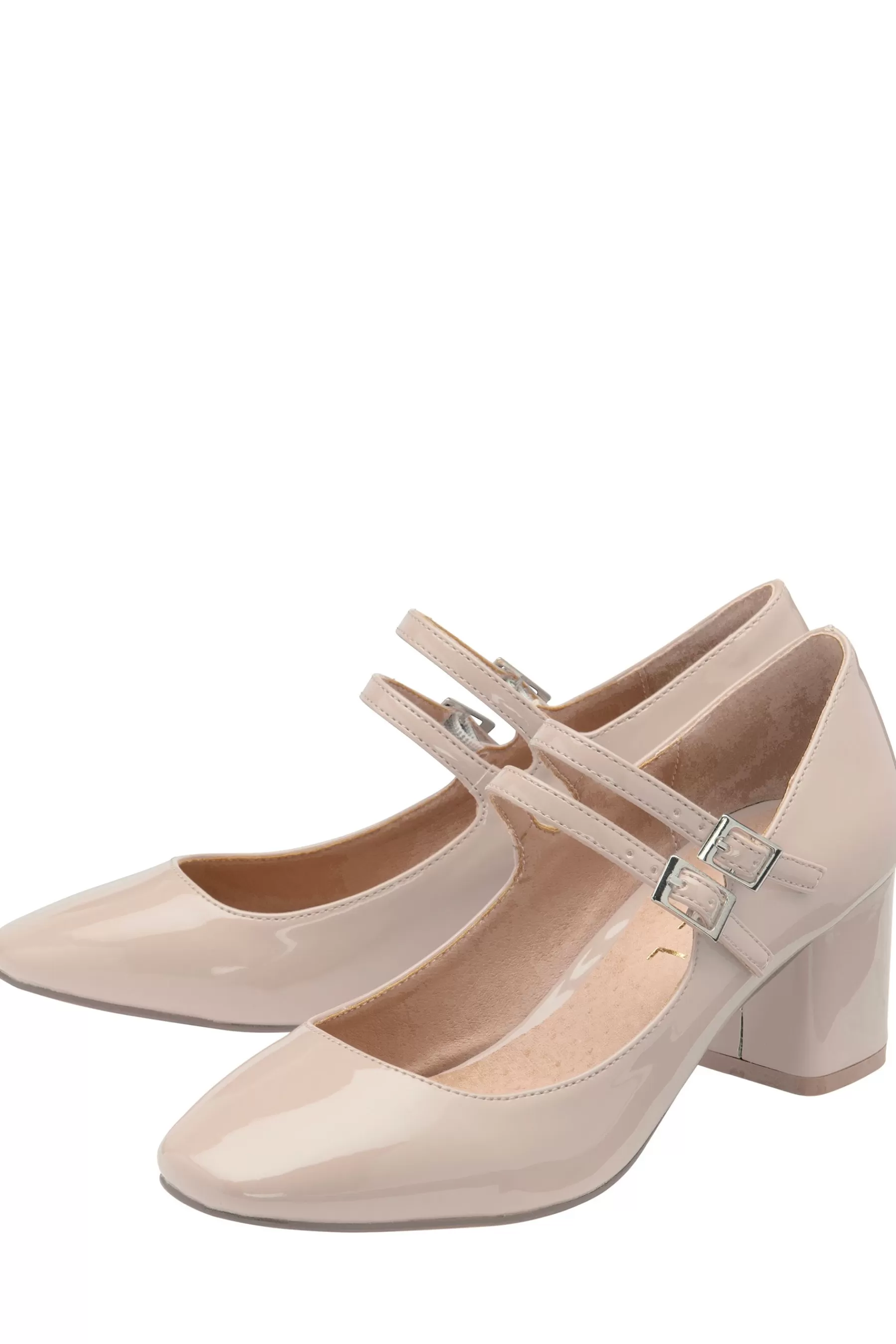 Ravel Heels | Mary Jane Twin Buckle Block Heel Shoe Cream