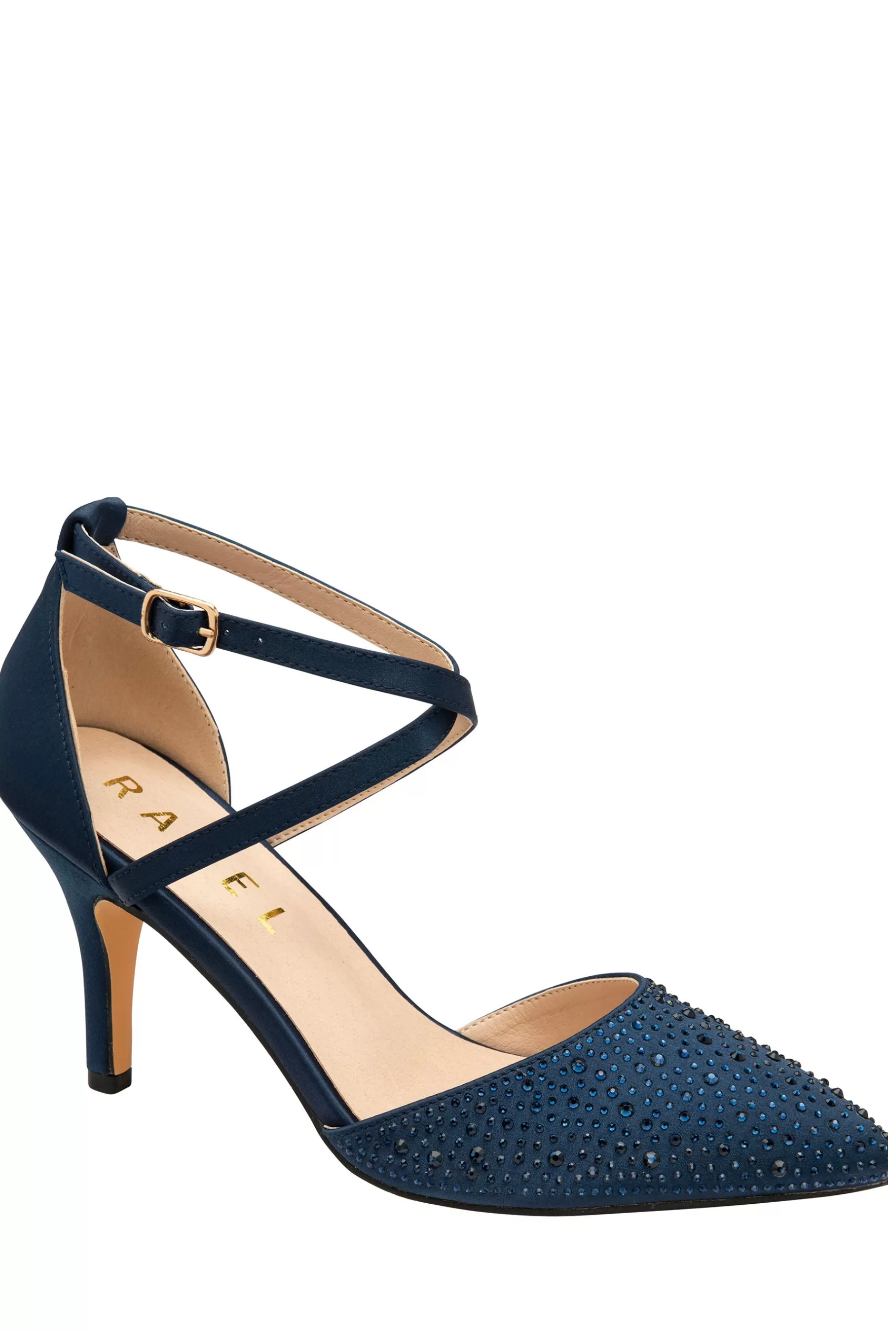 Ravel Heels | Strappy Diamante Court Shoes Blue