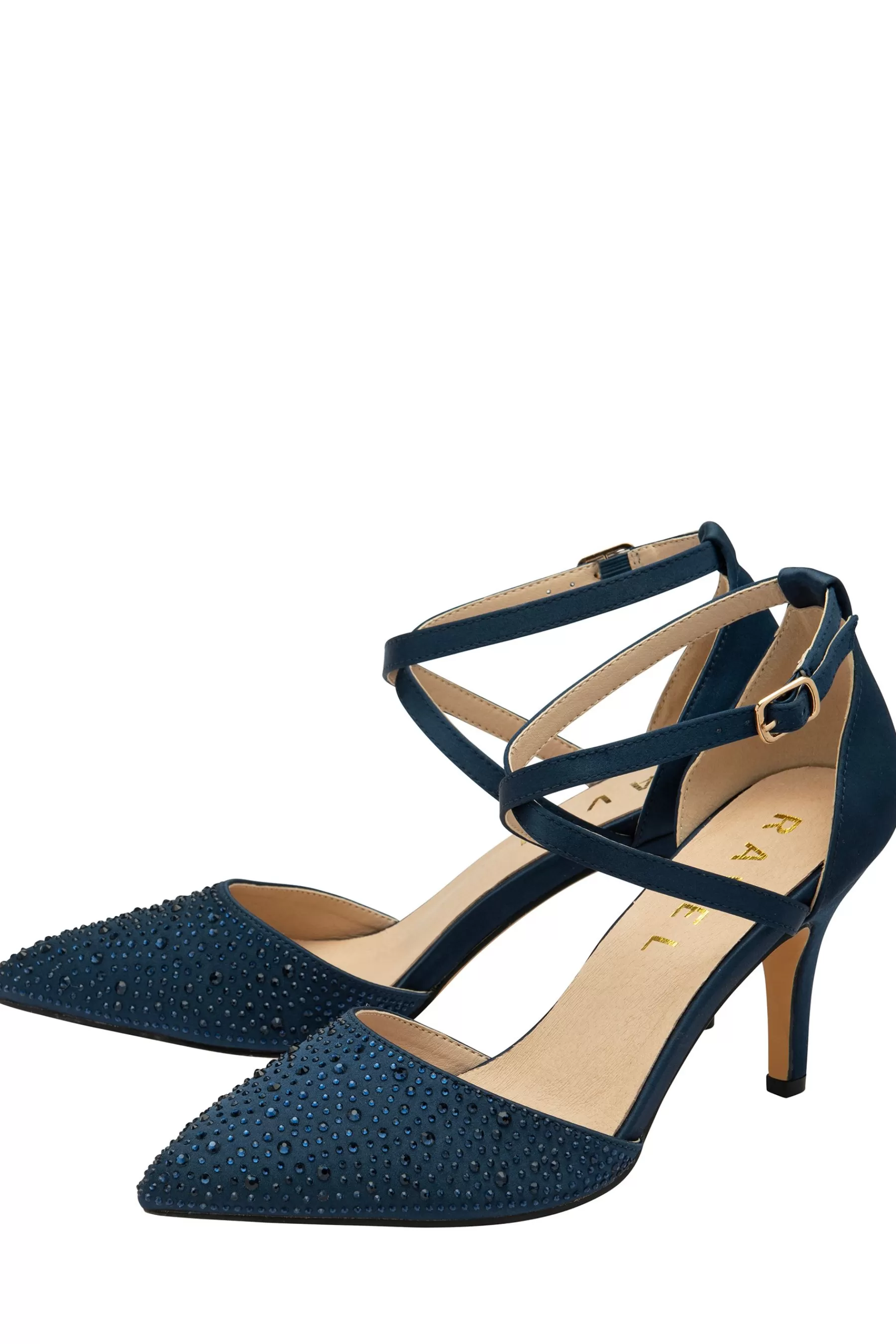 Ravel Heels | Strappy Diamante Court Shoes Blue