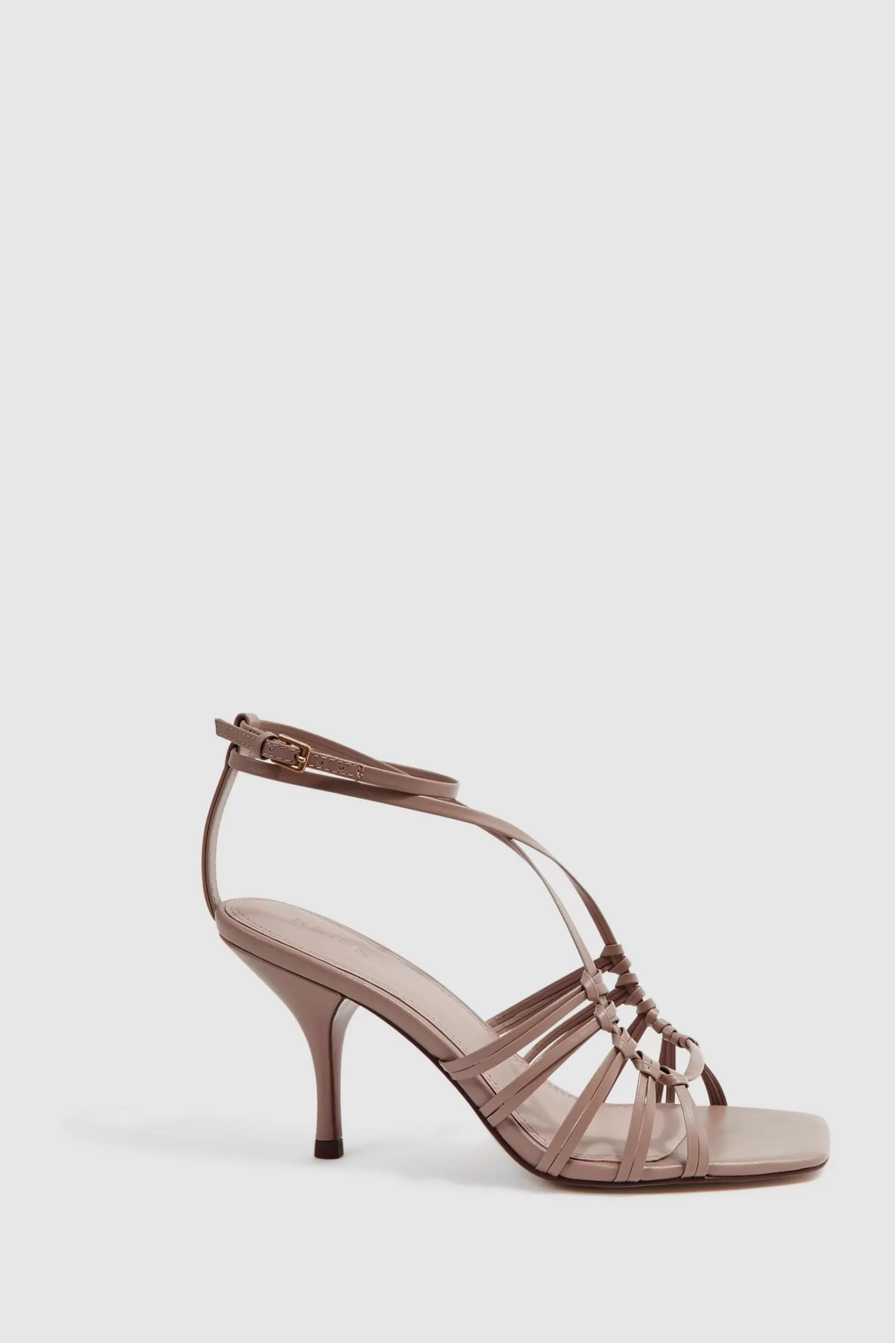 Reiss Sandals- Eva Leather Strappy Heels Taupe