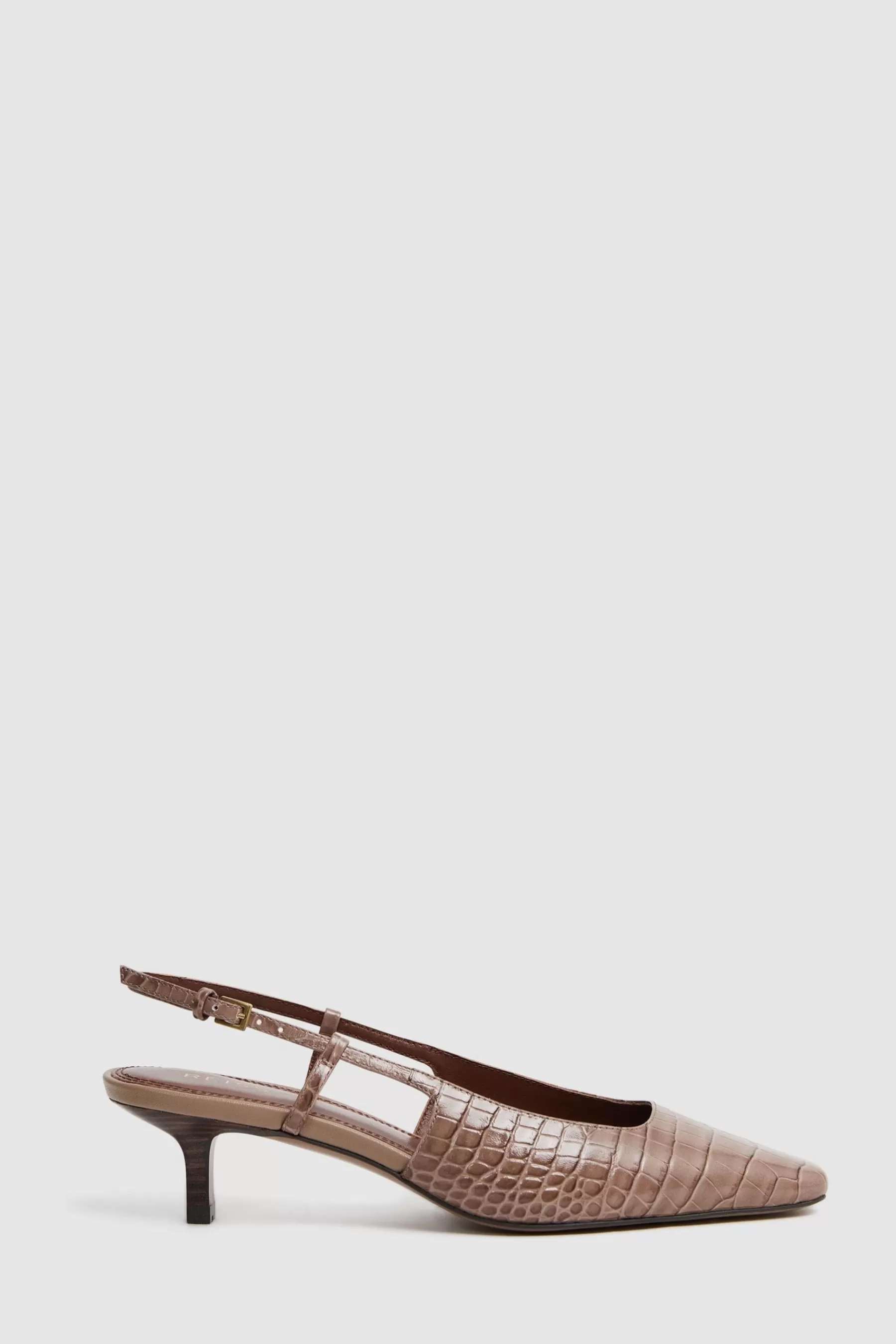 Reiss Sandals | Jade Leather Slingback Heels Taupe