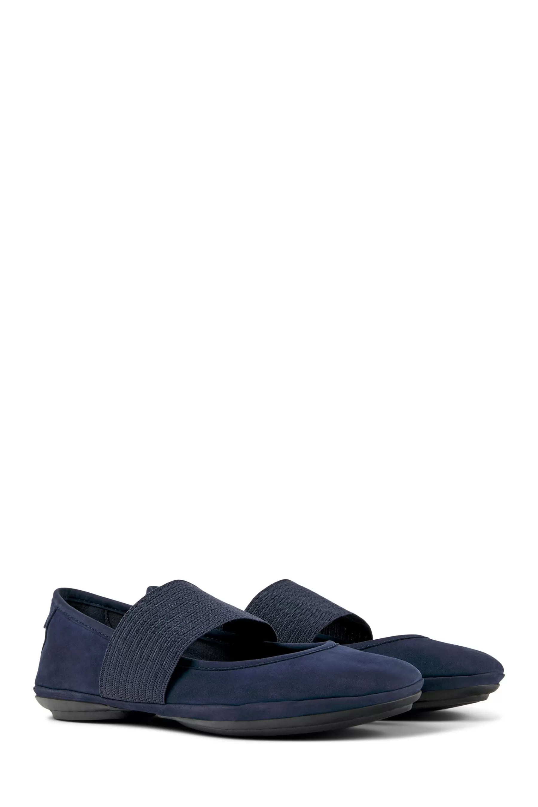 Camper Flat-Right Nina Womens Nubuck Leather Ballerinas Navy Blue