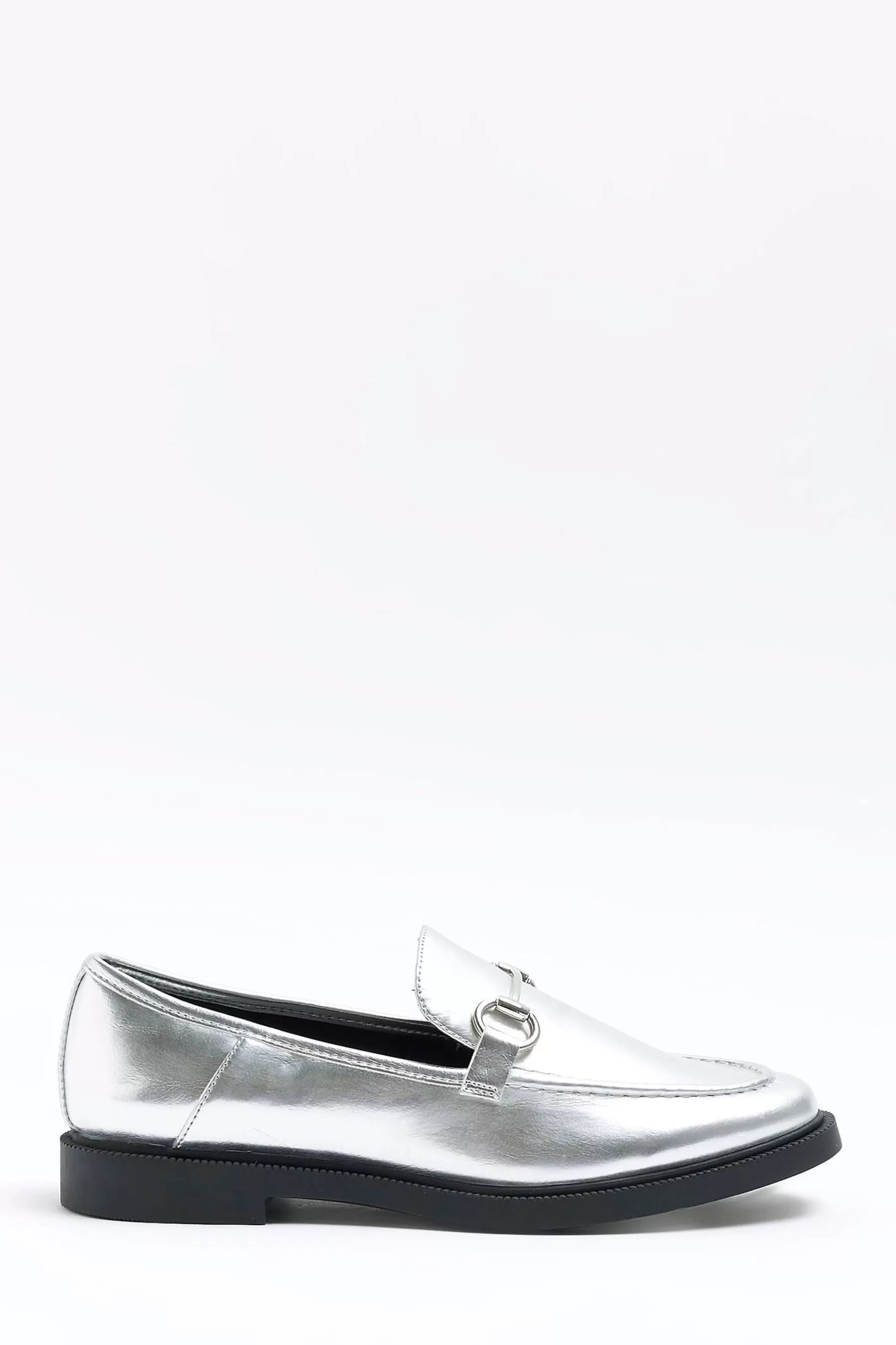 River Island Flat- Flat Snaffle Loafers Silver