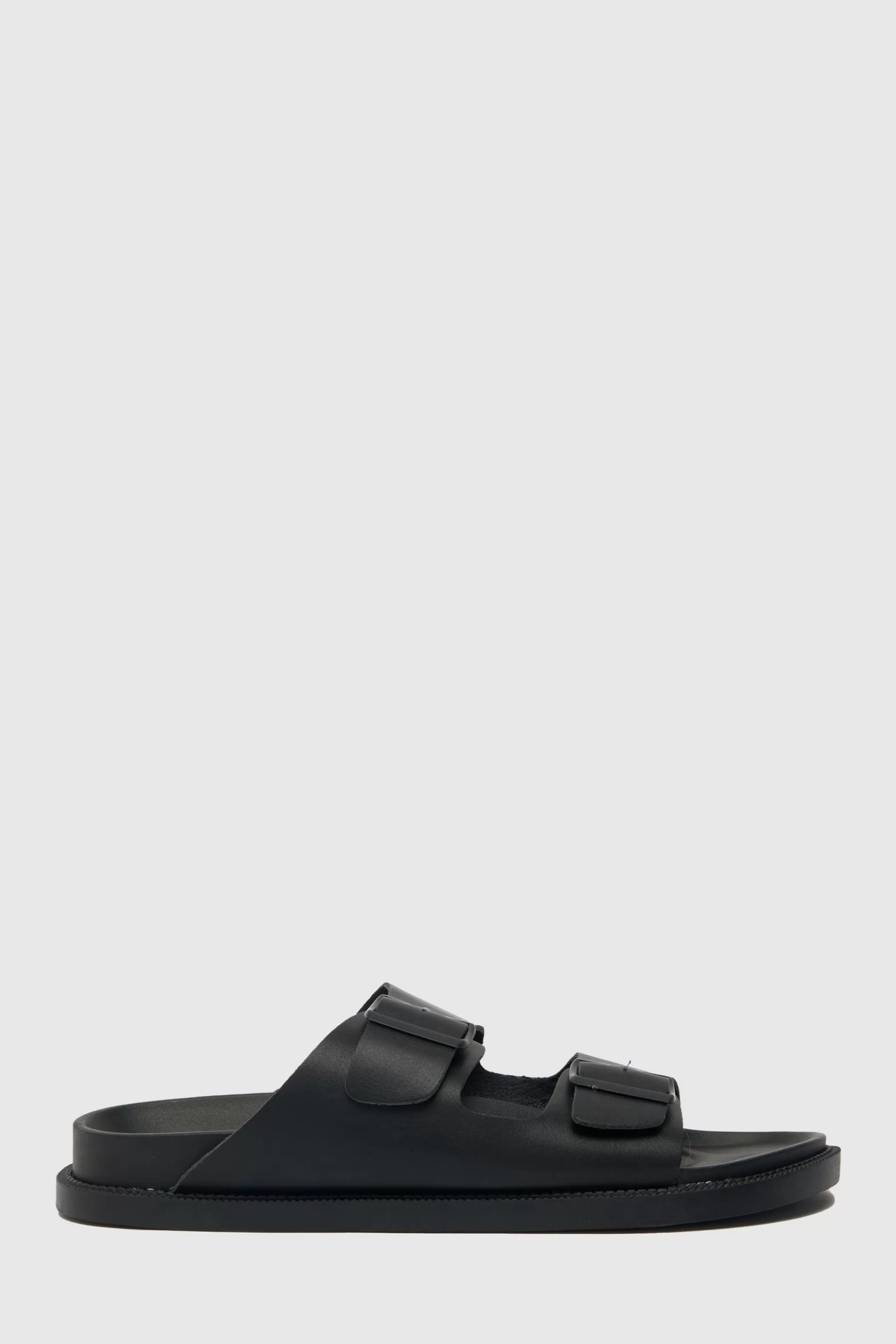 Schuh Sandals- Tulsa Buckle Footbed Sandals Black