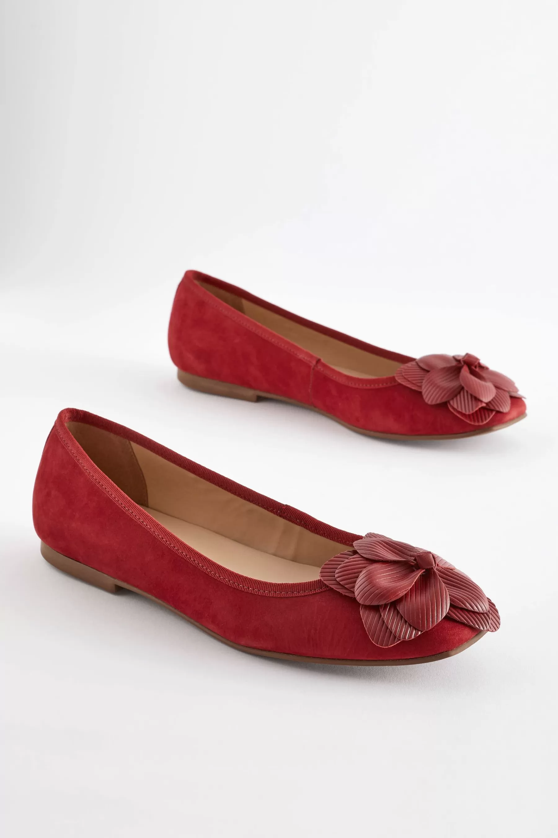 Next Flat-Signature Leather Corsage Ballerina Shoes Red