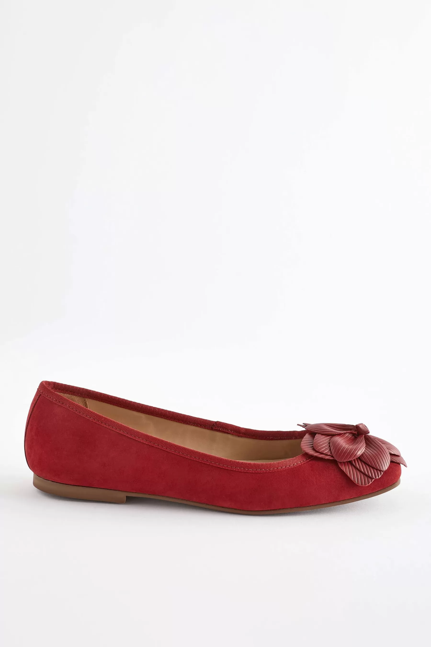 Next Flat-Signature Leather Corsage Ballerina Shoes Red