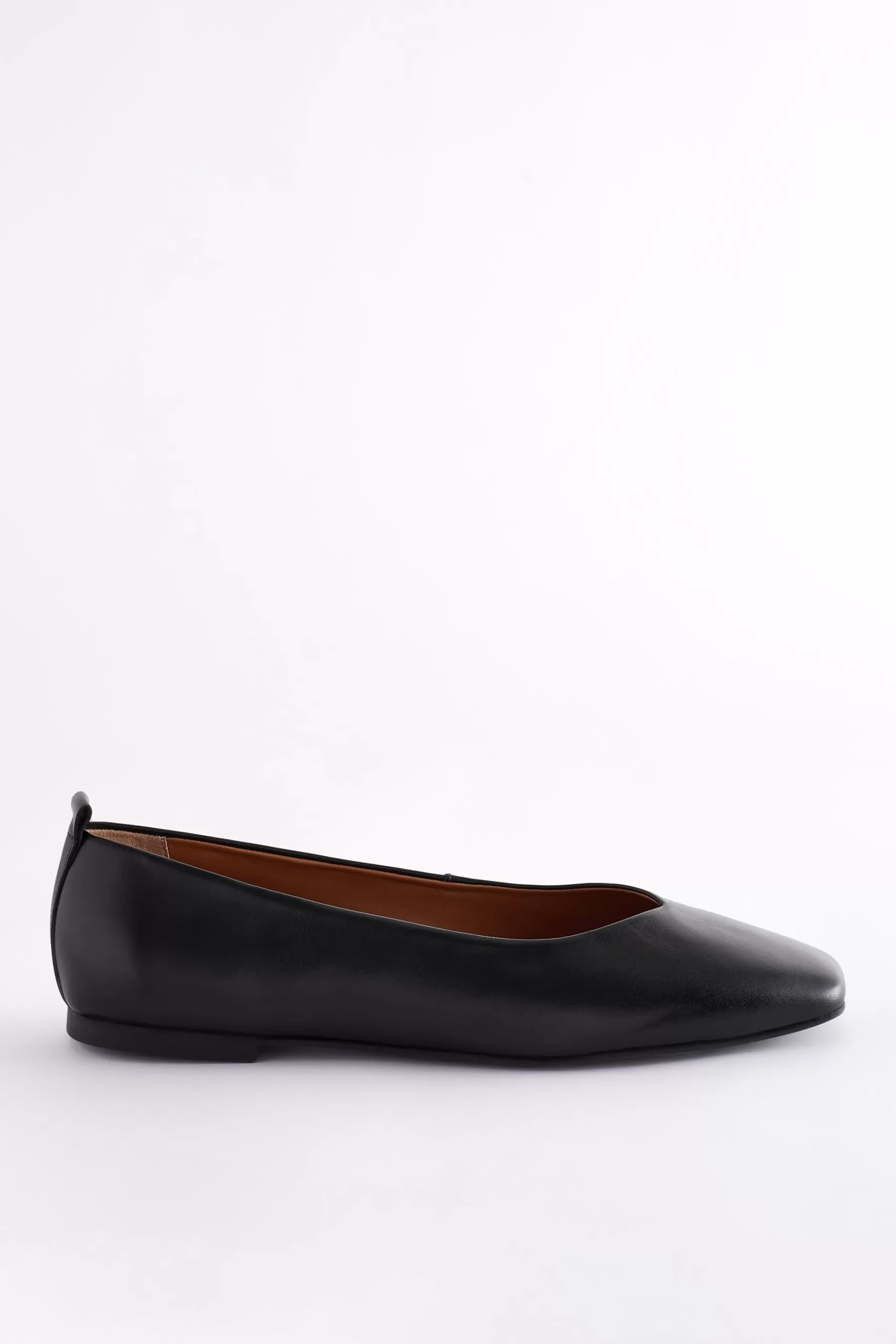 Next Flat-Signature Leather Hi Cut Ballerina Shoes Black