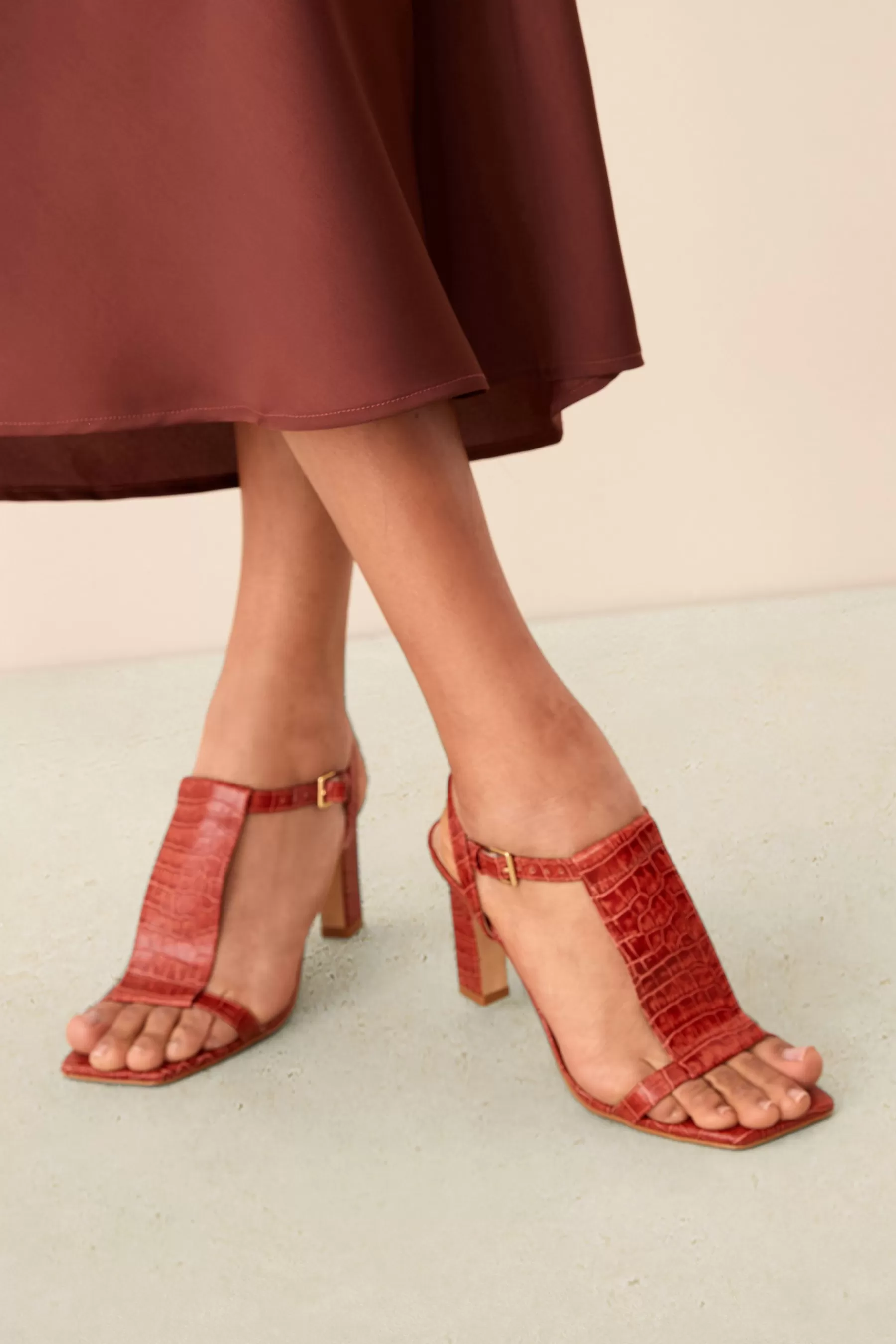 Next Sandals | Signature Leather T-Bar Sandals Red