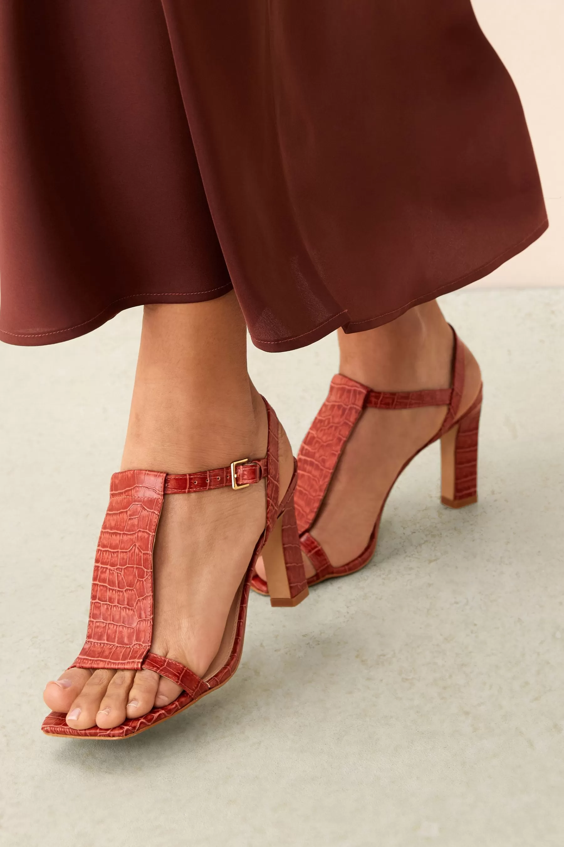 Next Sandals | Signature Leather T-Bar Sandals Red