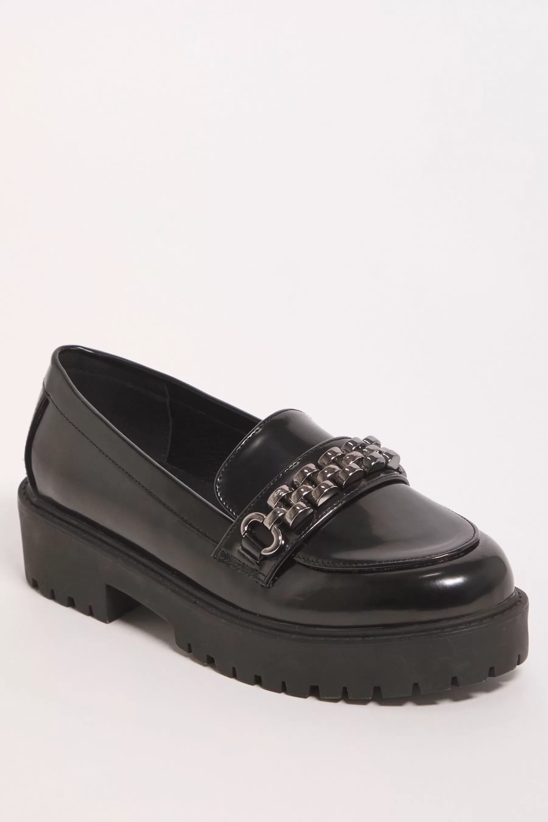 Simply Be Flat- Extra Wide Fit Hardware Trim Loafers Black