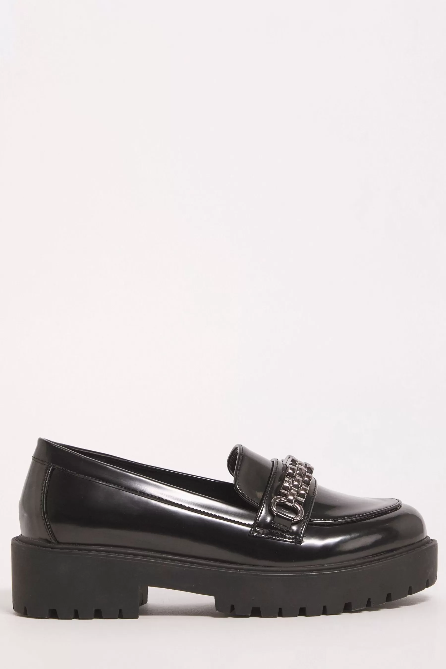 Simply Be Flat- Wide Fit Hardware Trim Loafers Black