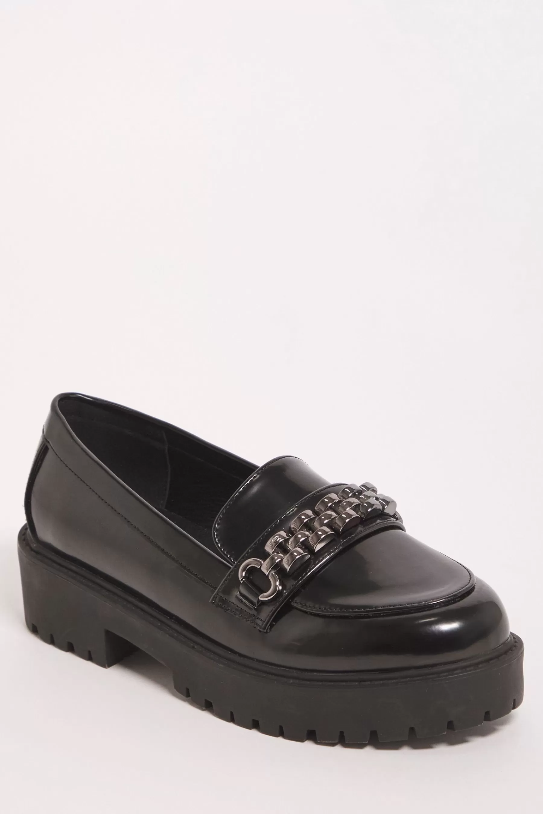 Simply Be Flat- Wide Fit Hardware Trim Loafers Black