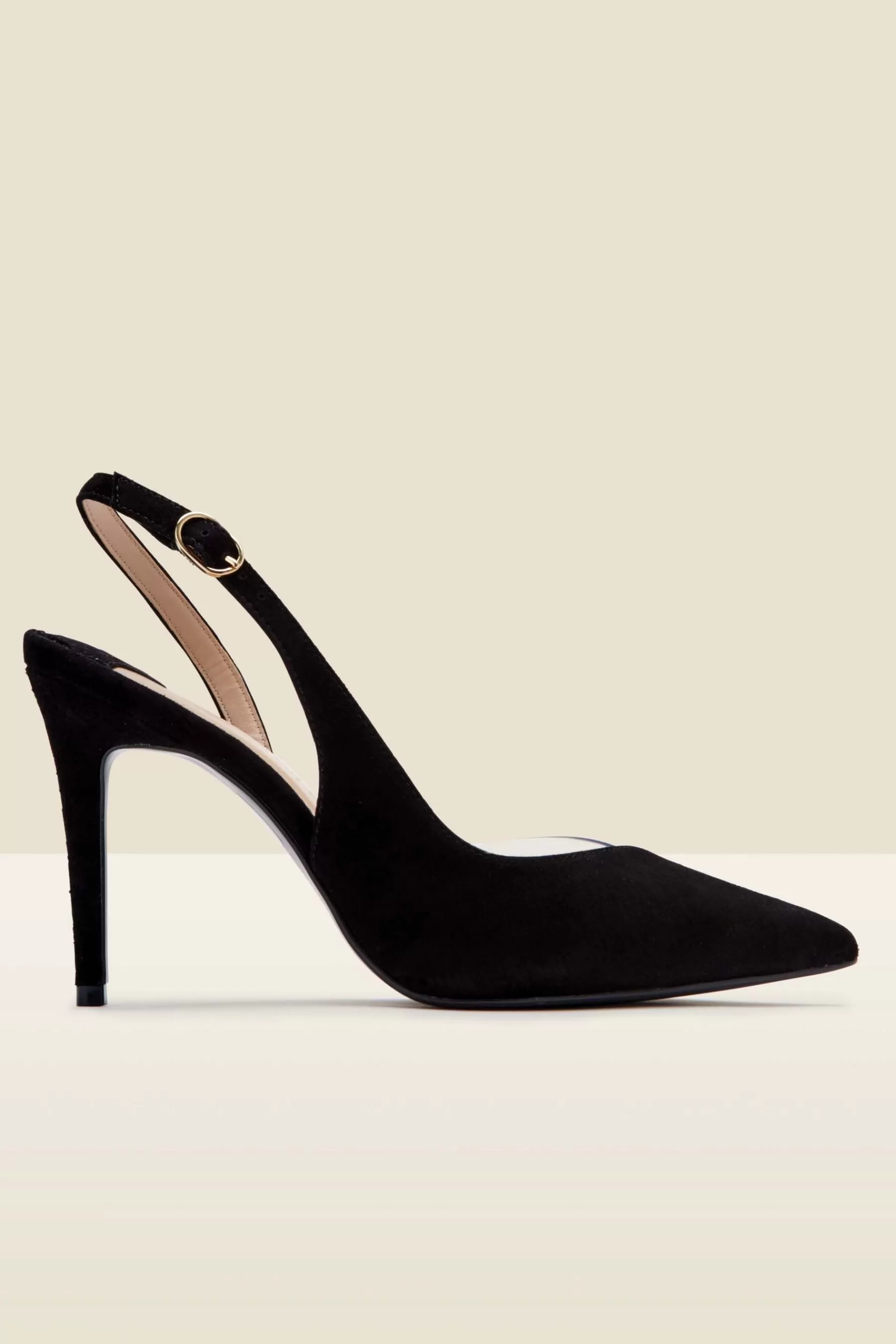 Sosandar Heels | Carmen Perspex Slingback Court Shoes Black