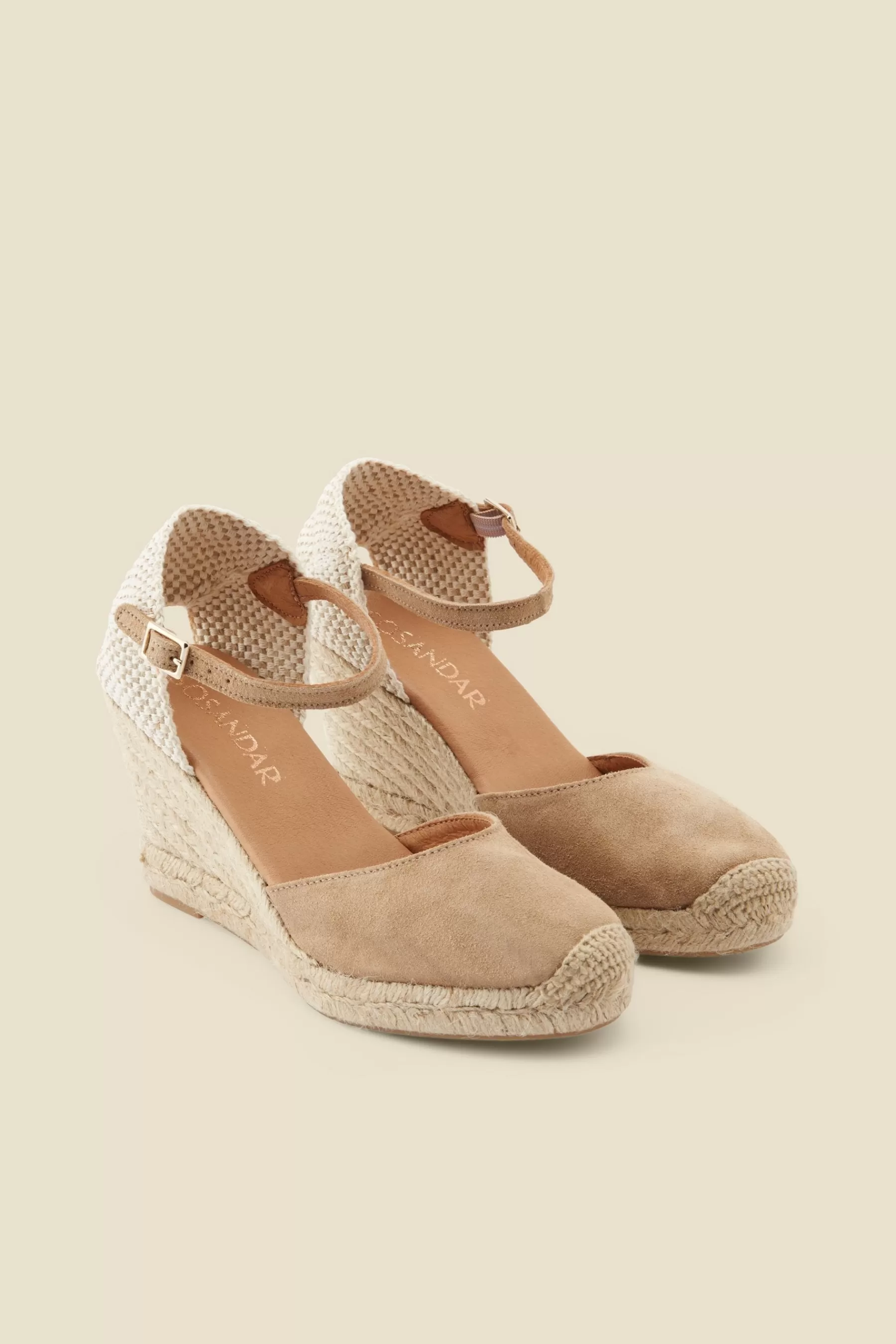 Sosandar Heels- Closed Toe Espadrille With Ankle Strap Natural