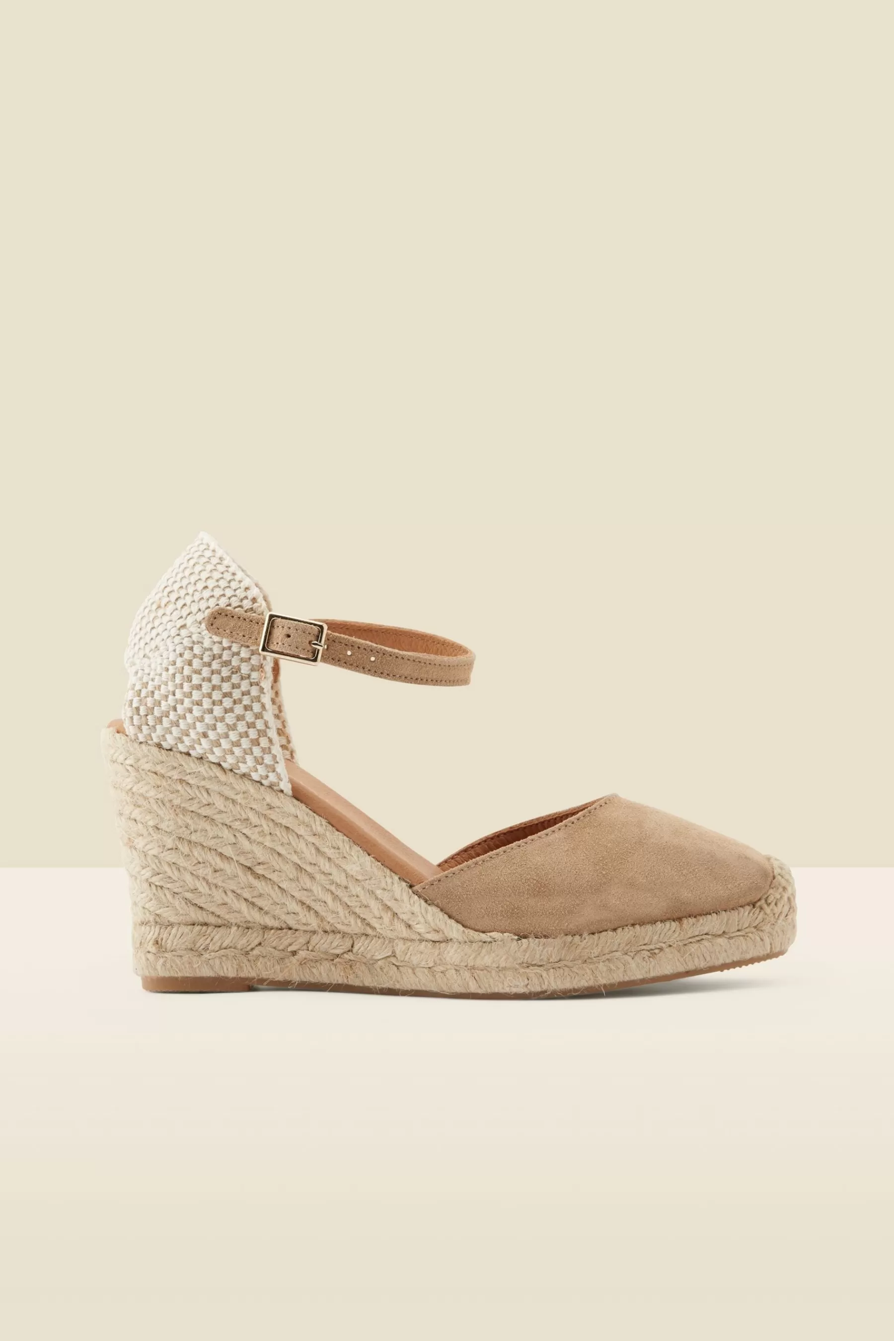 Sosandar Heels- Closed Toe Espadrille With Ankle Strap Natural