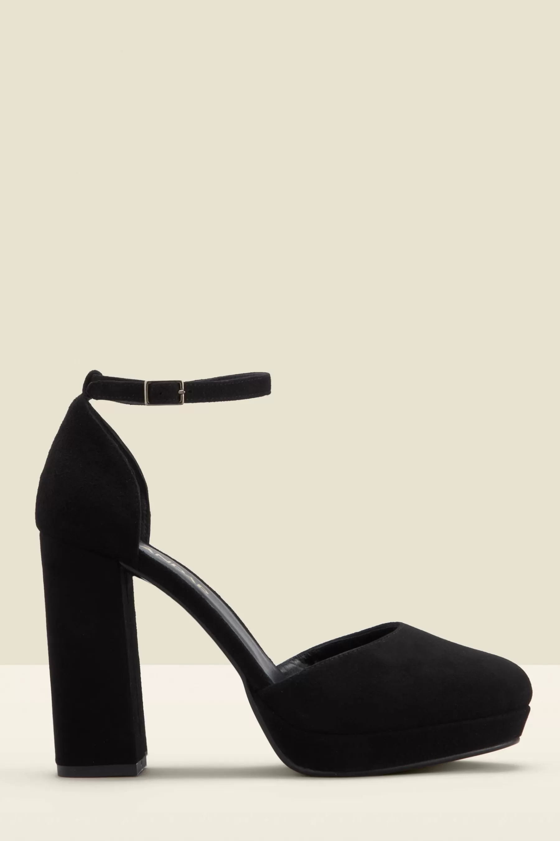 Sosandar Heels | Suede Platform Block Heels Black