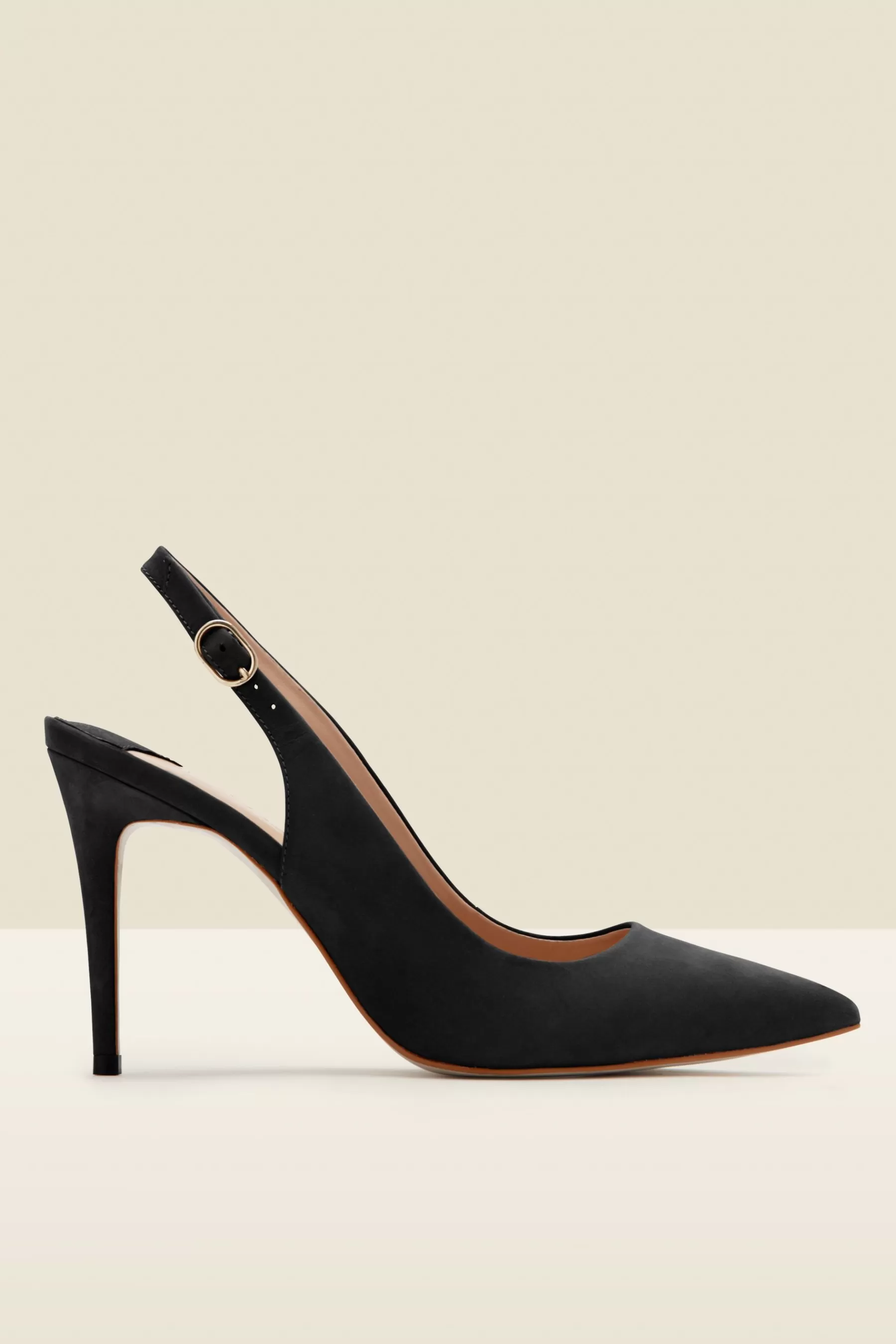 Sosandar Heels | Suede Slingback Court Shoes Black