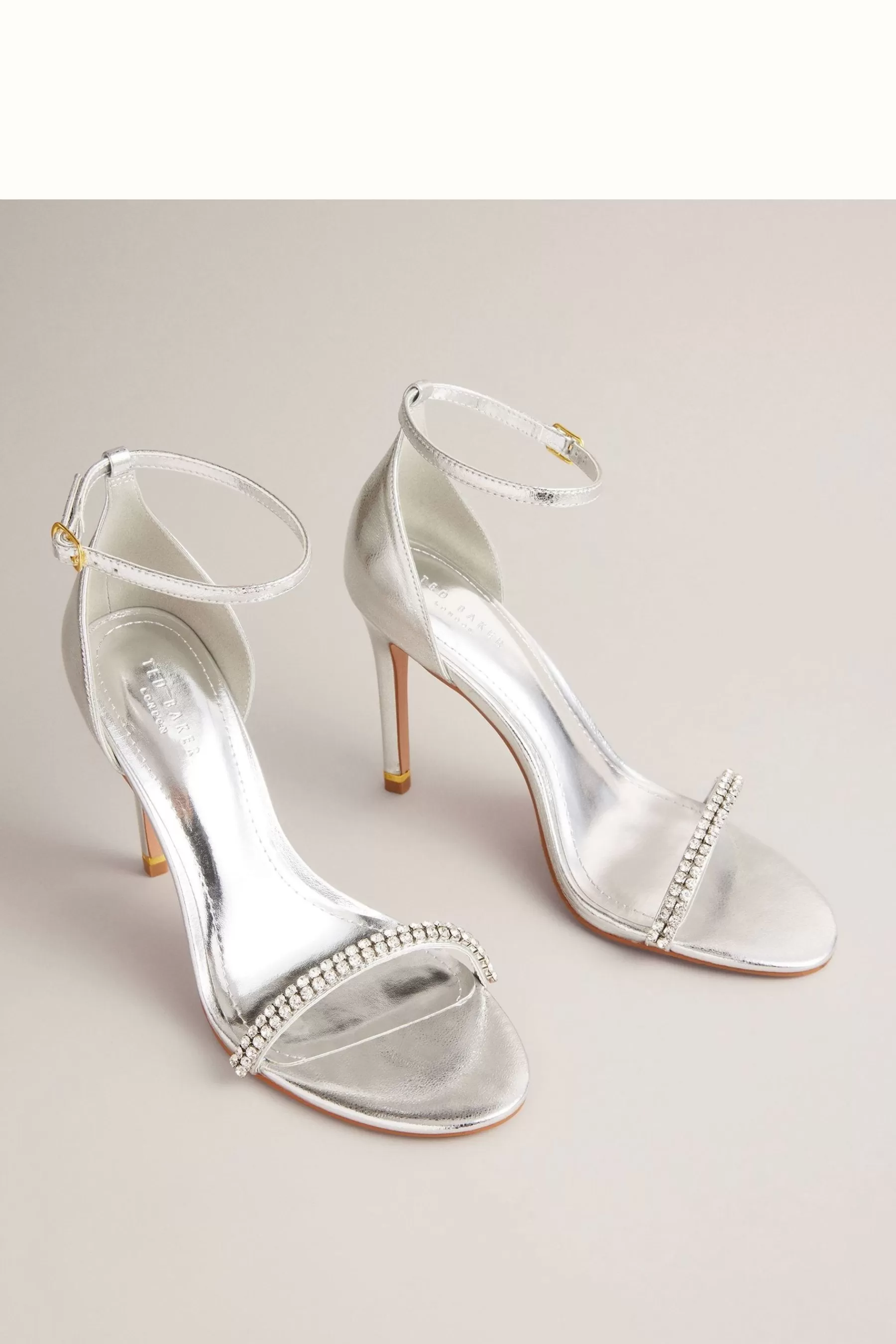 Ted Baker Sandals | Helenni Crystal Strap Heeled Sandals Silver