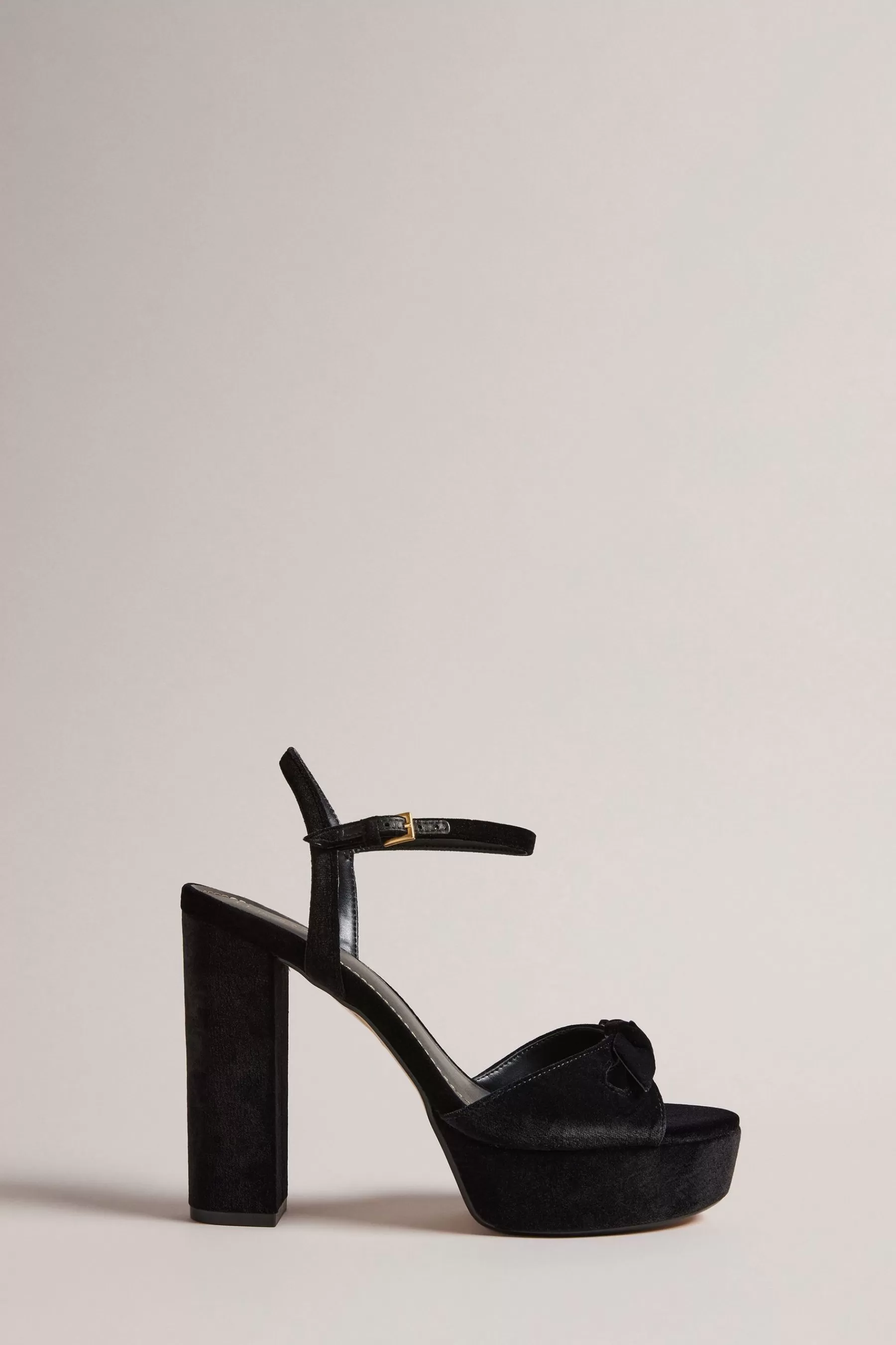 Ted Baker Sandals | Kayvi Velvet Bow Platform Heeled Sandals Black