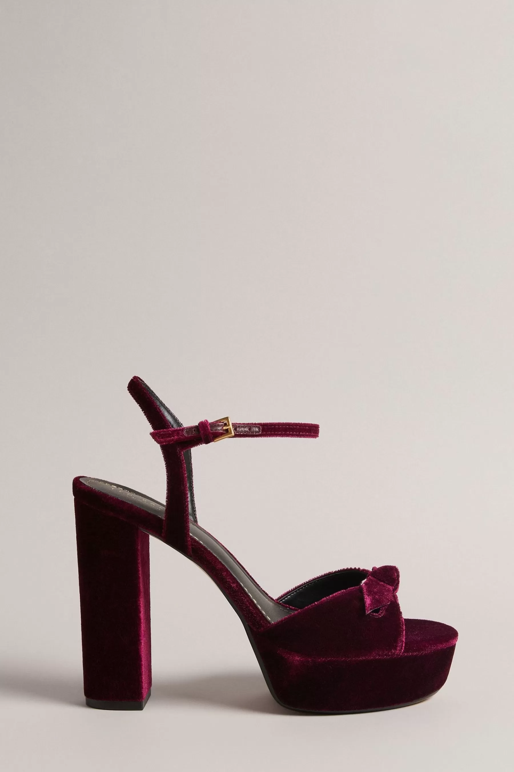 Ted Baker Sandals | Kayvi Velvet Bow Platform Heeled Sandals Red