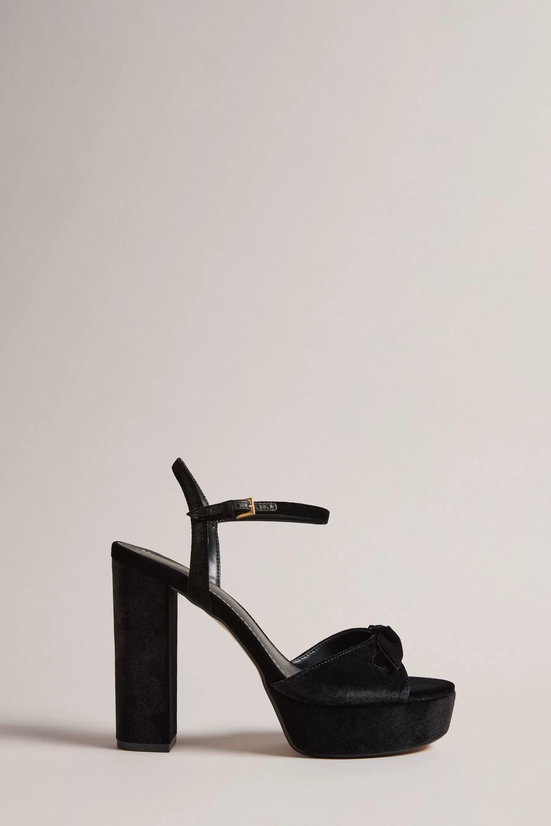 Ted Baker Heels- Kayvi Velvet Bow Platform Heeled Sandals Black