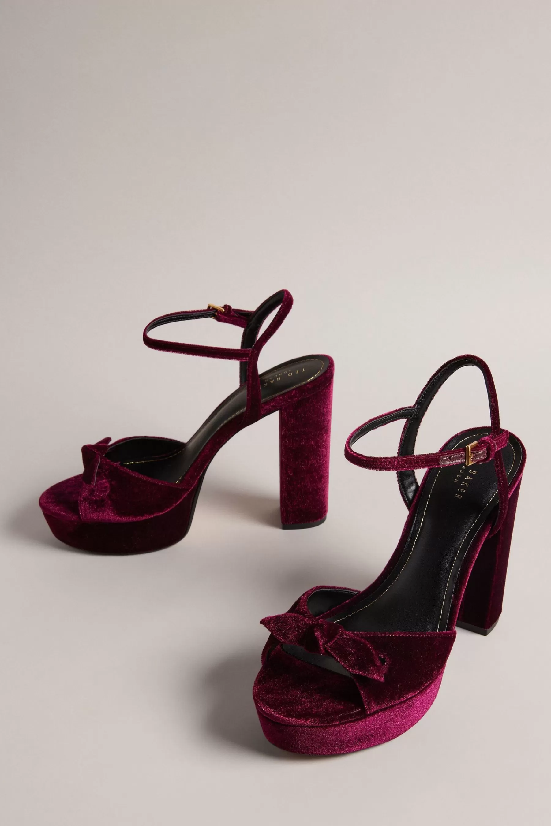 Ted Baker Sandals | Kayvi Velvet Bow Platform Heeled Sandals Red