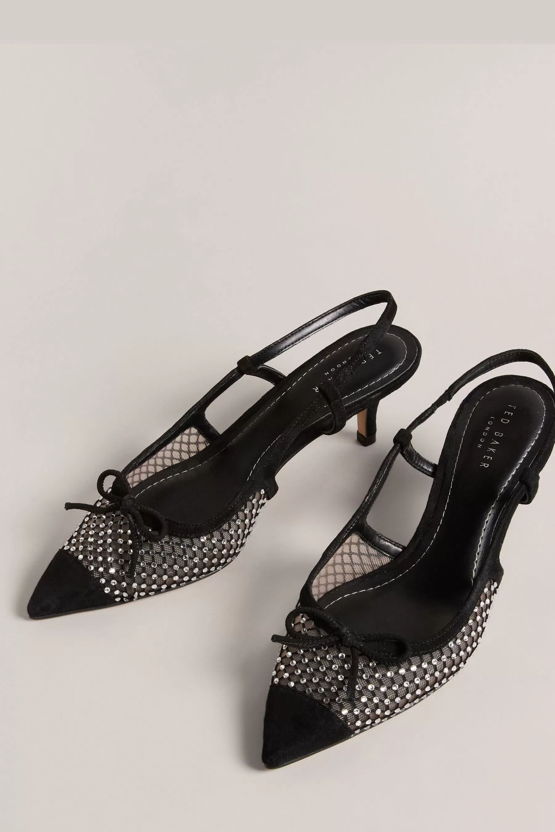 Ted Baker Heels | Relona Crystal Mesh 60Mm Sling Back Shoes Black