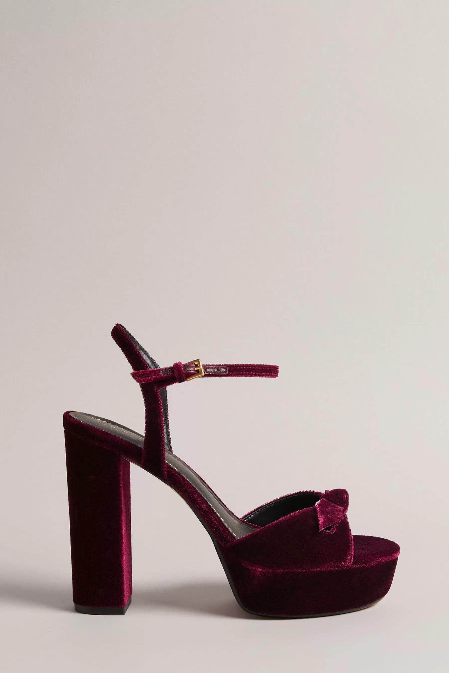 Ted Baker Sandals | Velvet Kayvi Bow Platform Heeled Sandals Red