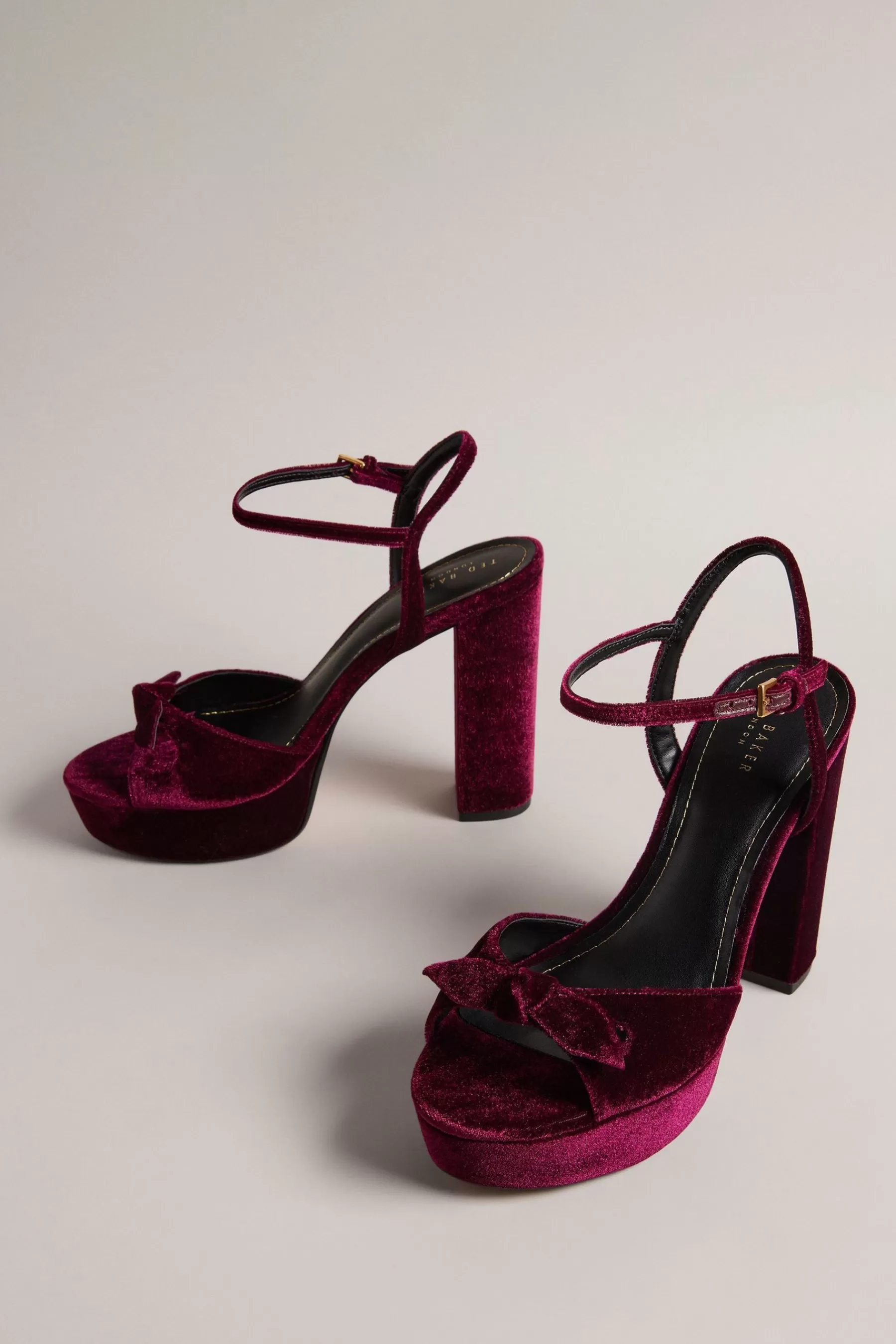 Ted Baker Sandals | Velvet Kayvi Bow Platform Heeled Sandals Red