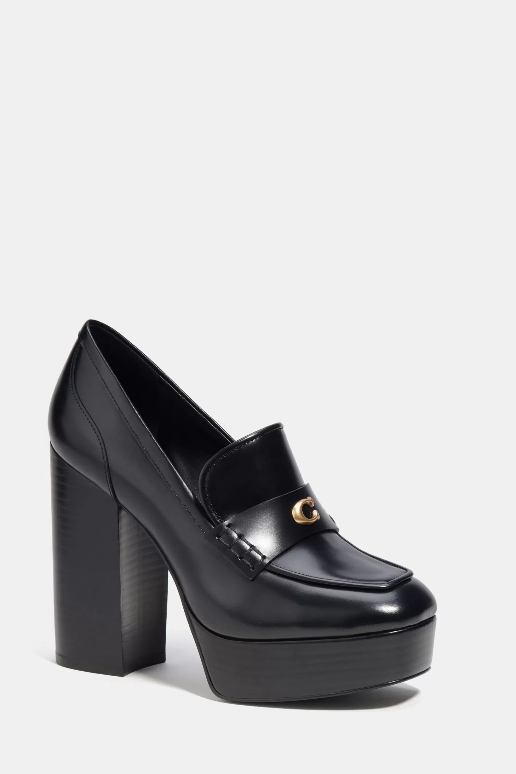 COACH Sandals-Tillie Patent Leather Block Heel Sandal Black