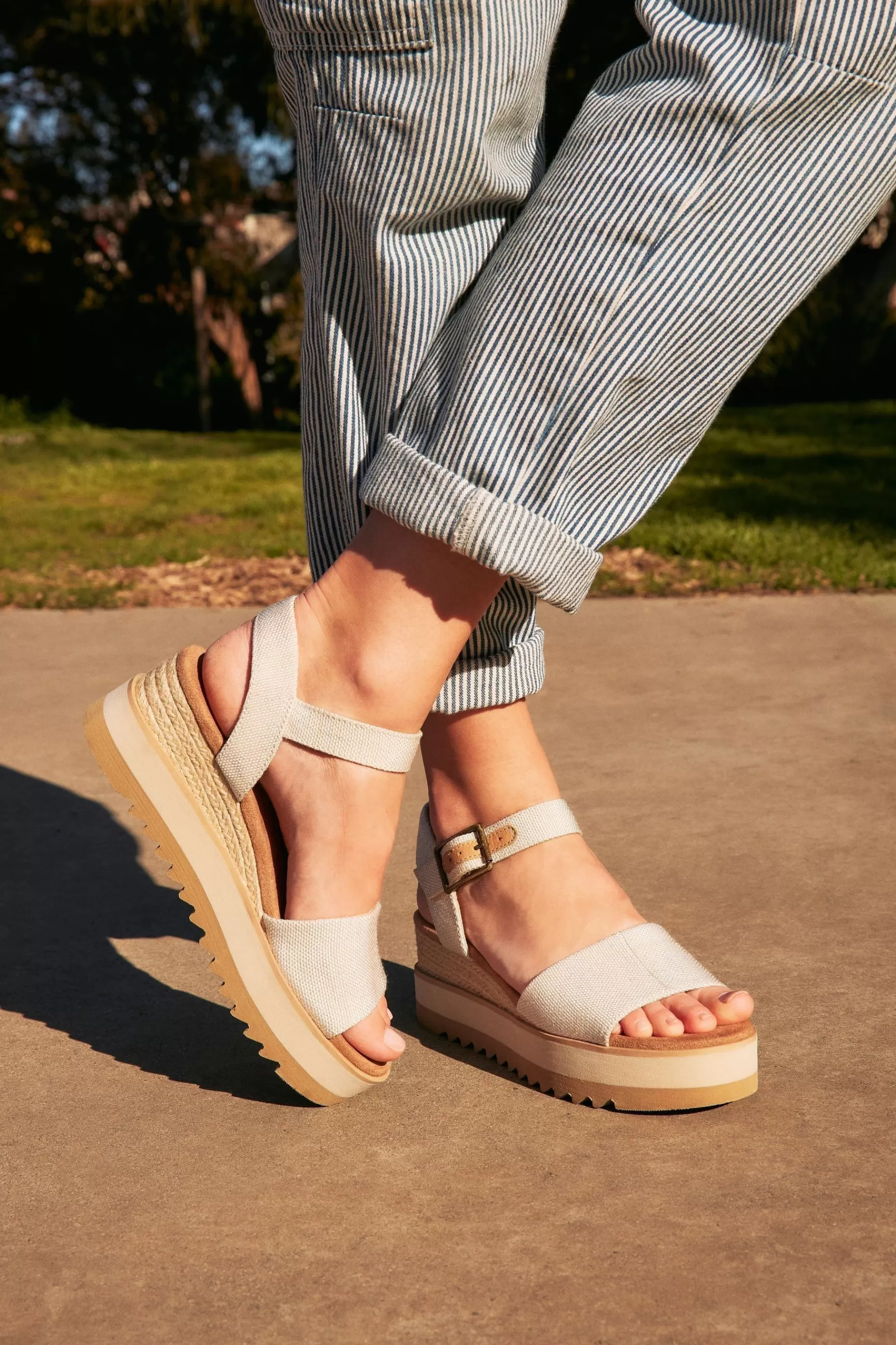 Toms Sandals- Vegan Diana Wedge Sandals Natural Yarn Dye