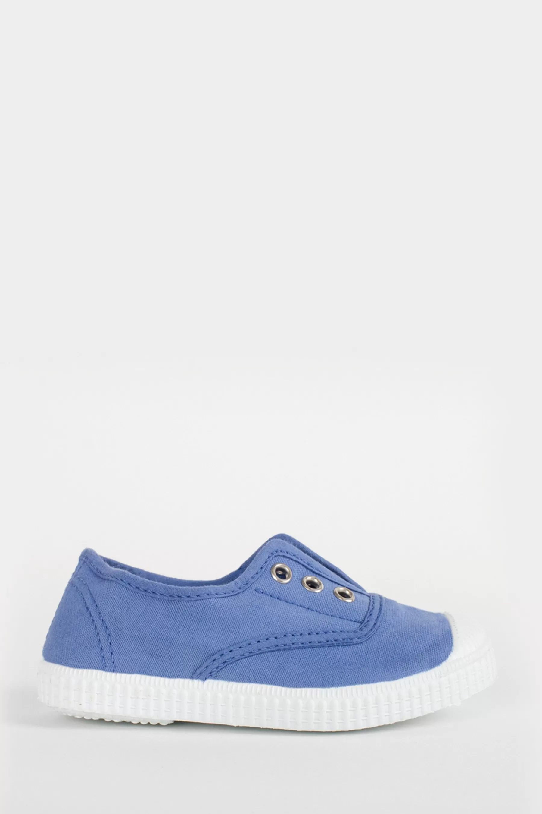 Trotters London Flat- Cornflower Plum Canvas Shoes Blue