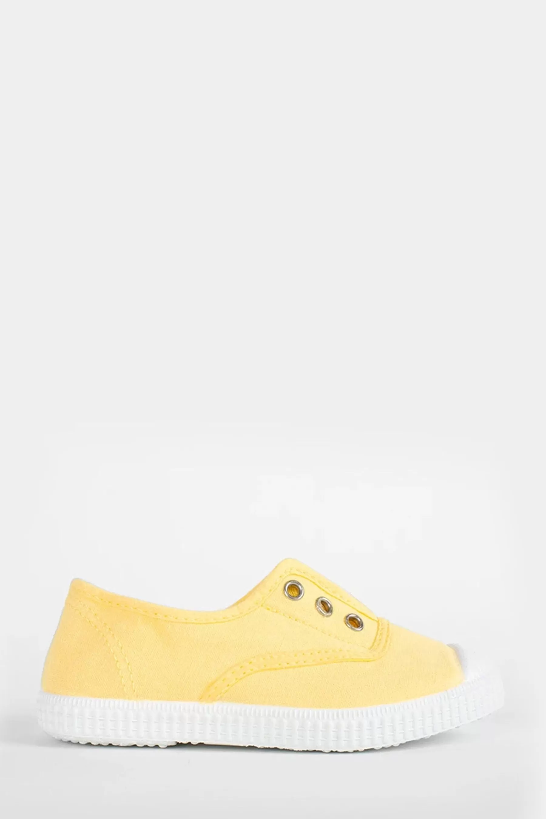 Trotters London Flat- Lemon Plum Canvas Shoes Yellow