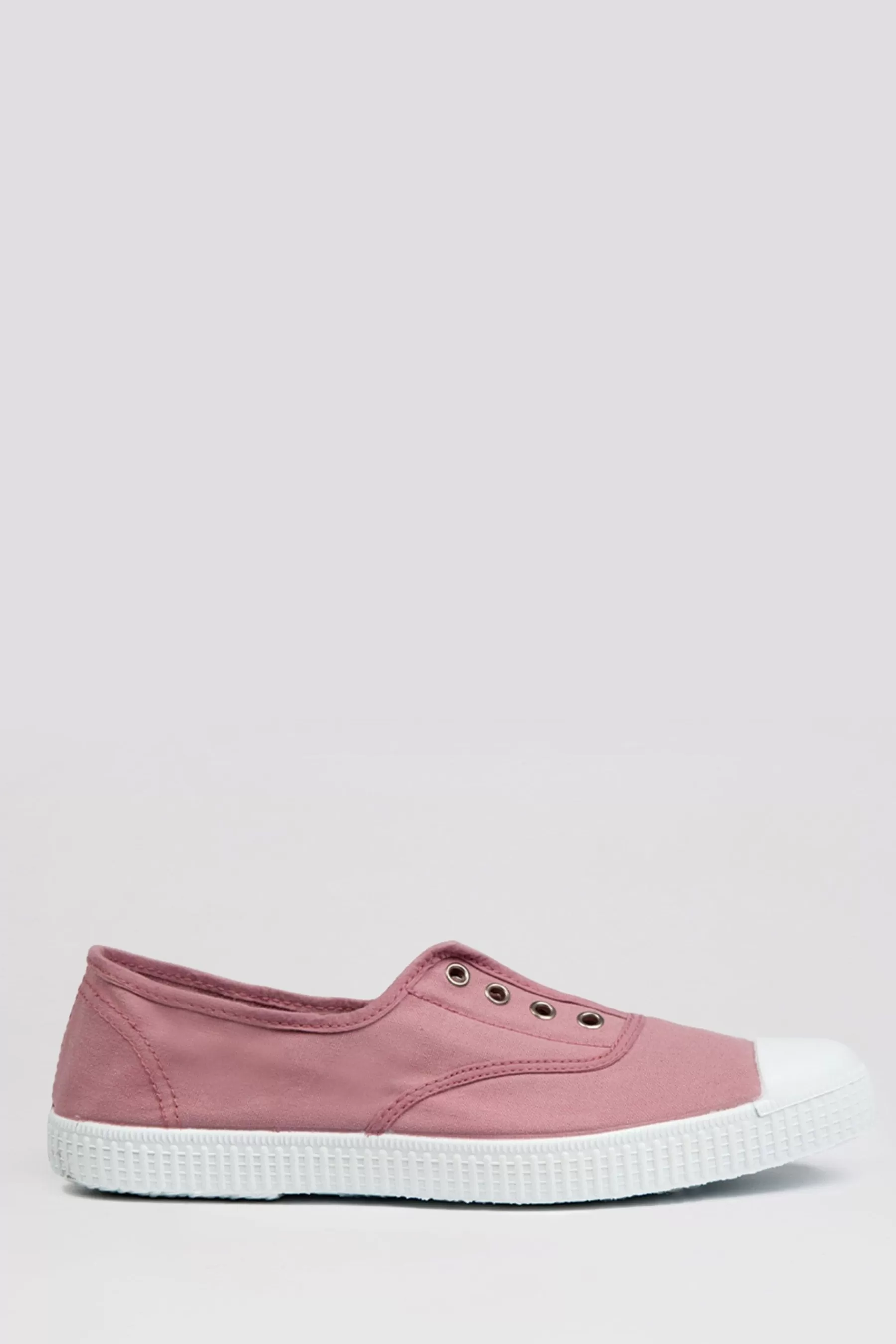 Trotters London Flat- Rosa Adult Plum Canvas Shoes Pink