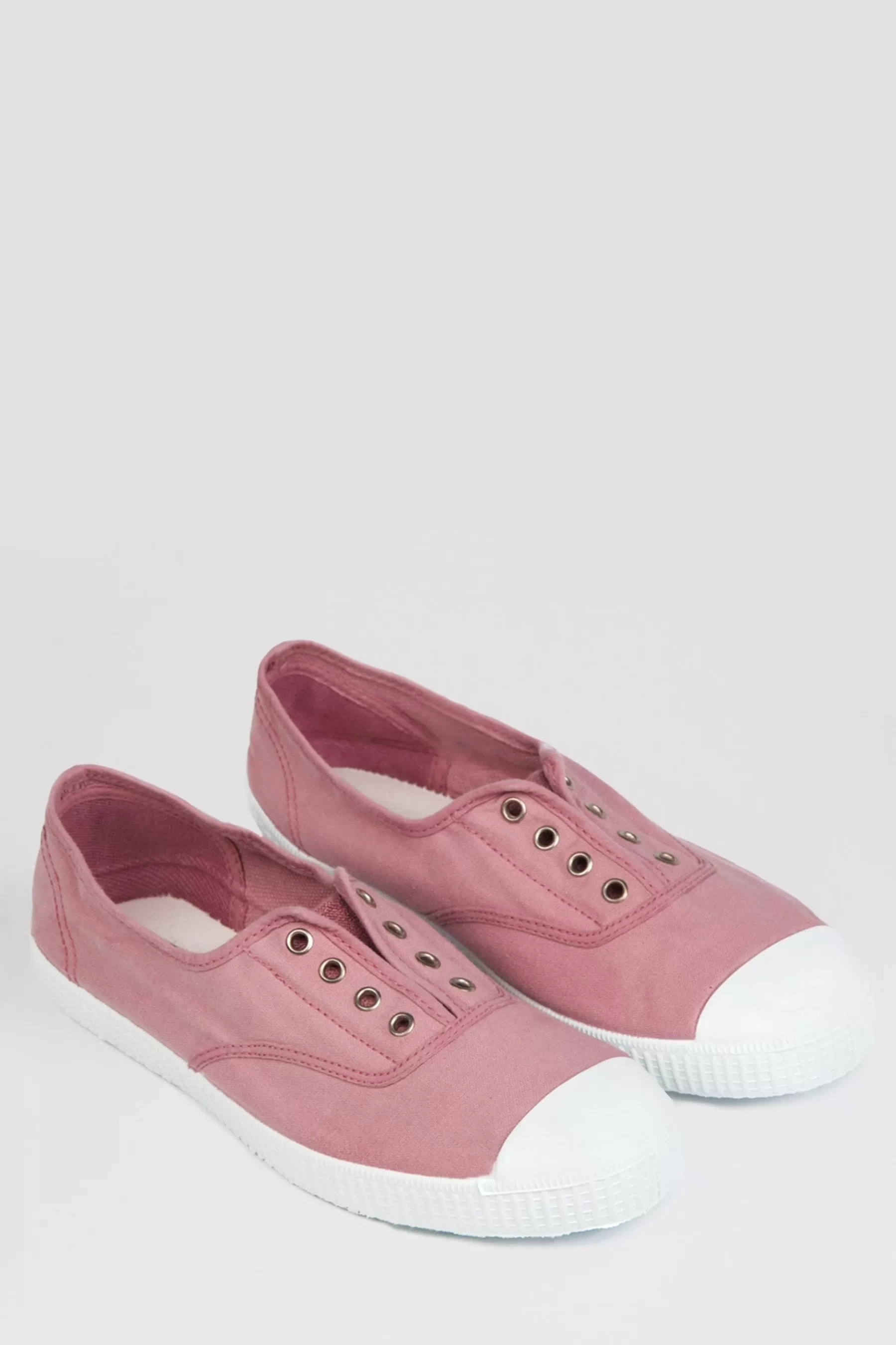 Trotters London Flat- Rosa Adult Plum Canvas Shoes Pink