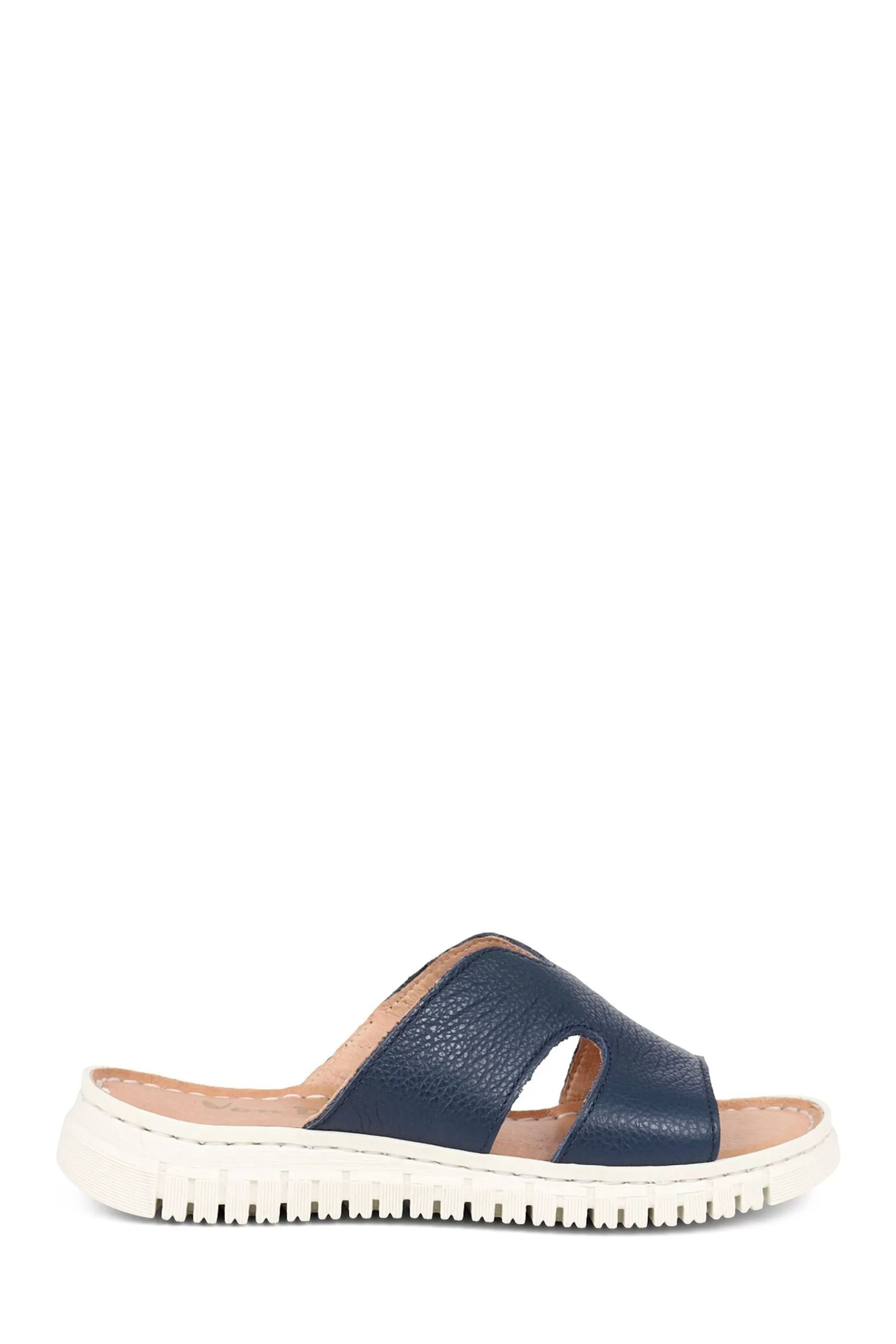 Van Dal Sandals- Leather Platform Sliders Blue