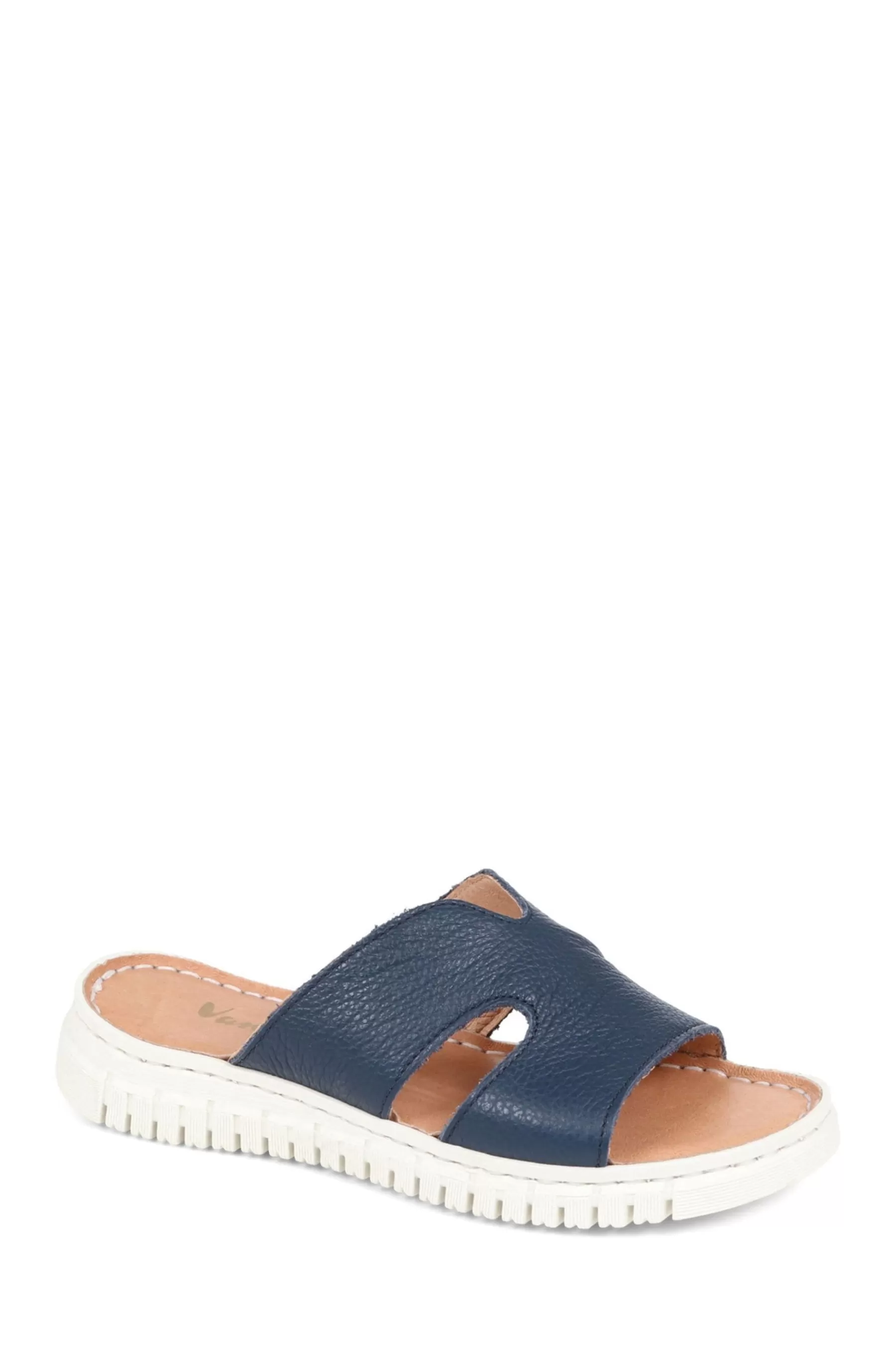 Van Dal Sandals- Leather Platform Sliders Blue