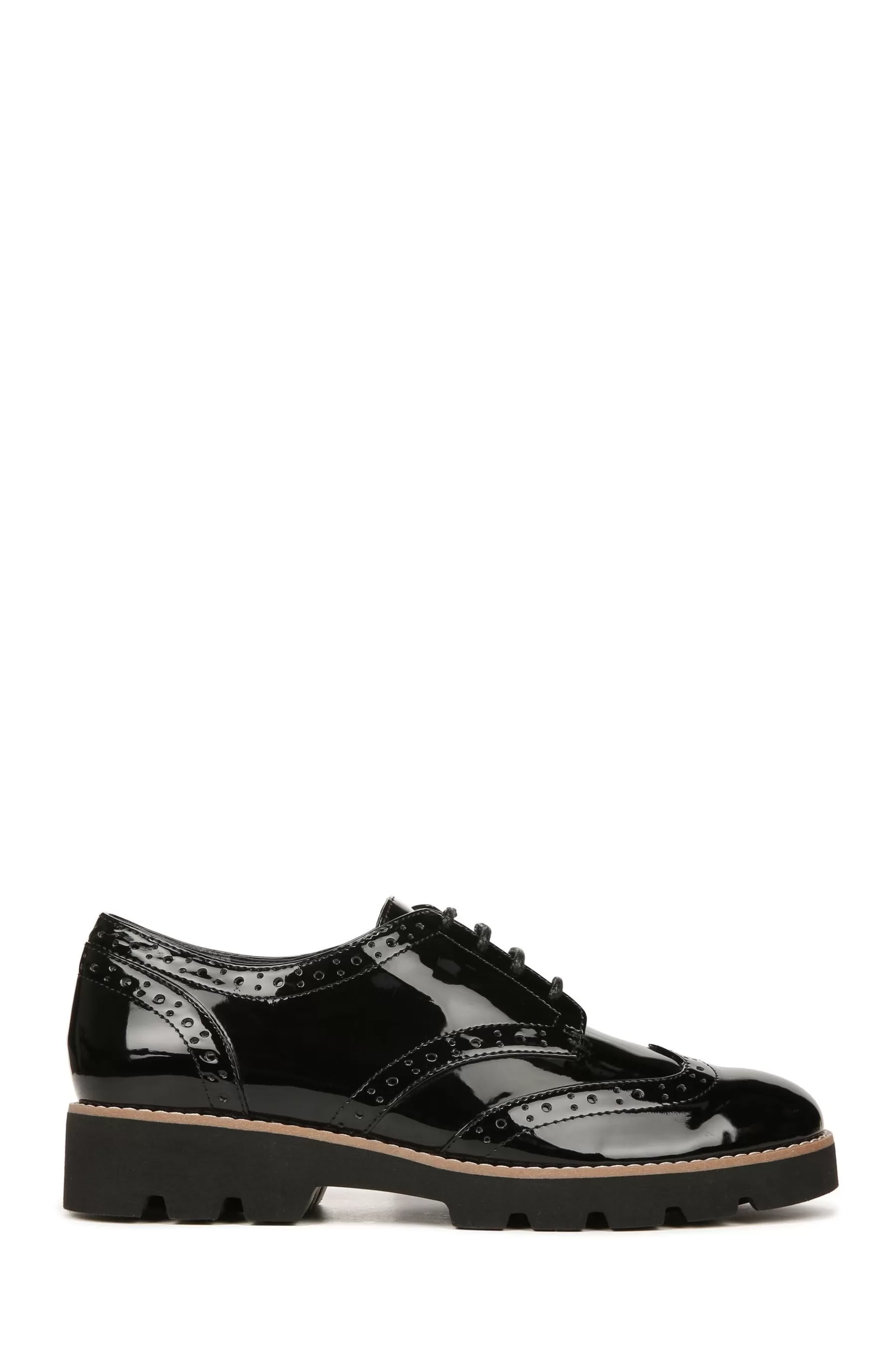 Vionic Flat- Alfina Patent Leather Brogues Black