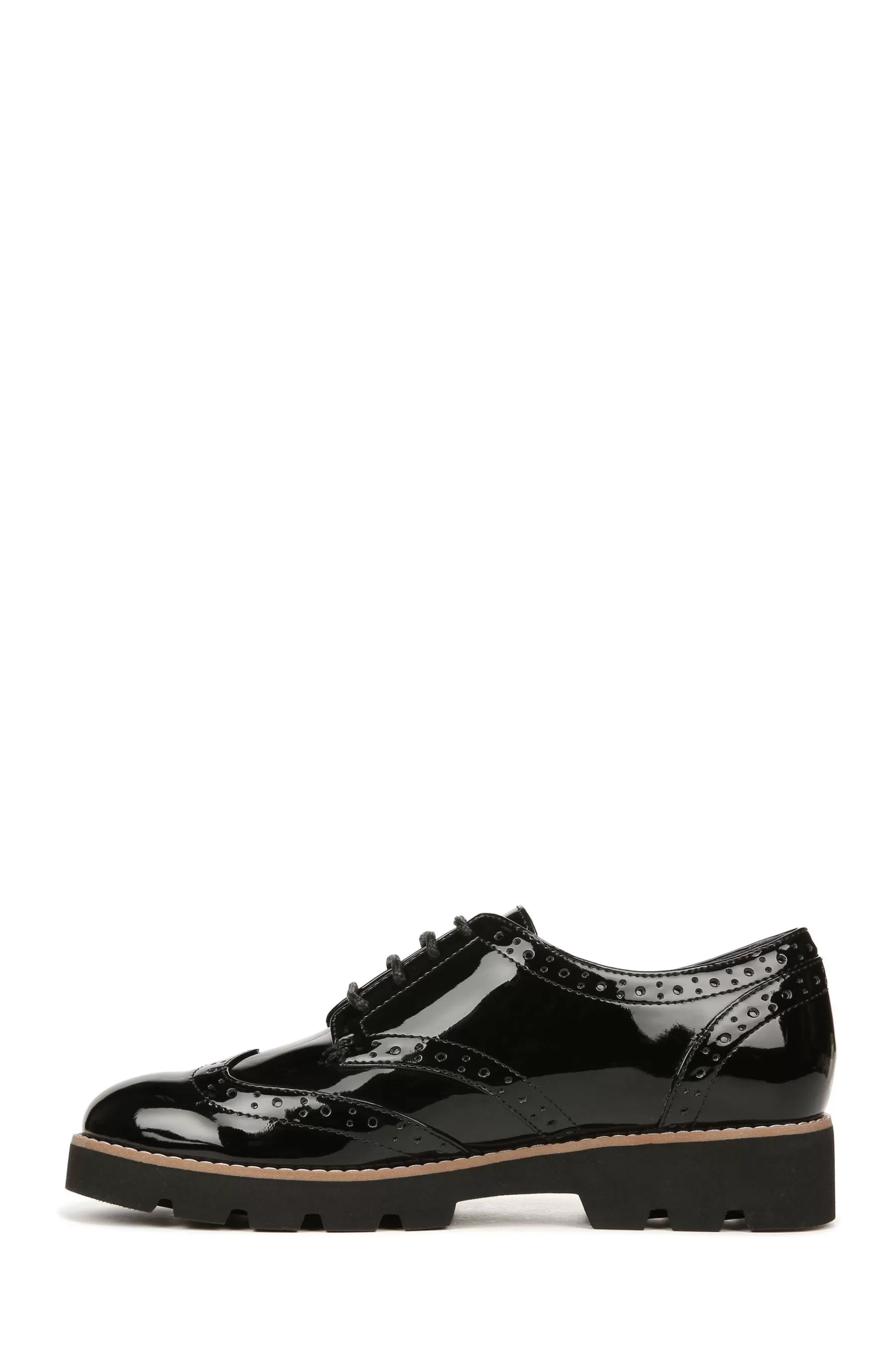 Vionic Flat- Alfina Patent Leather Brogues Black