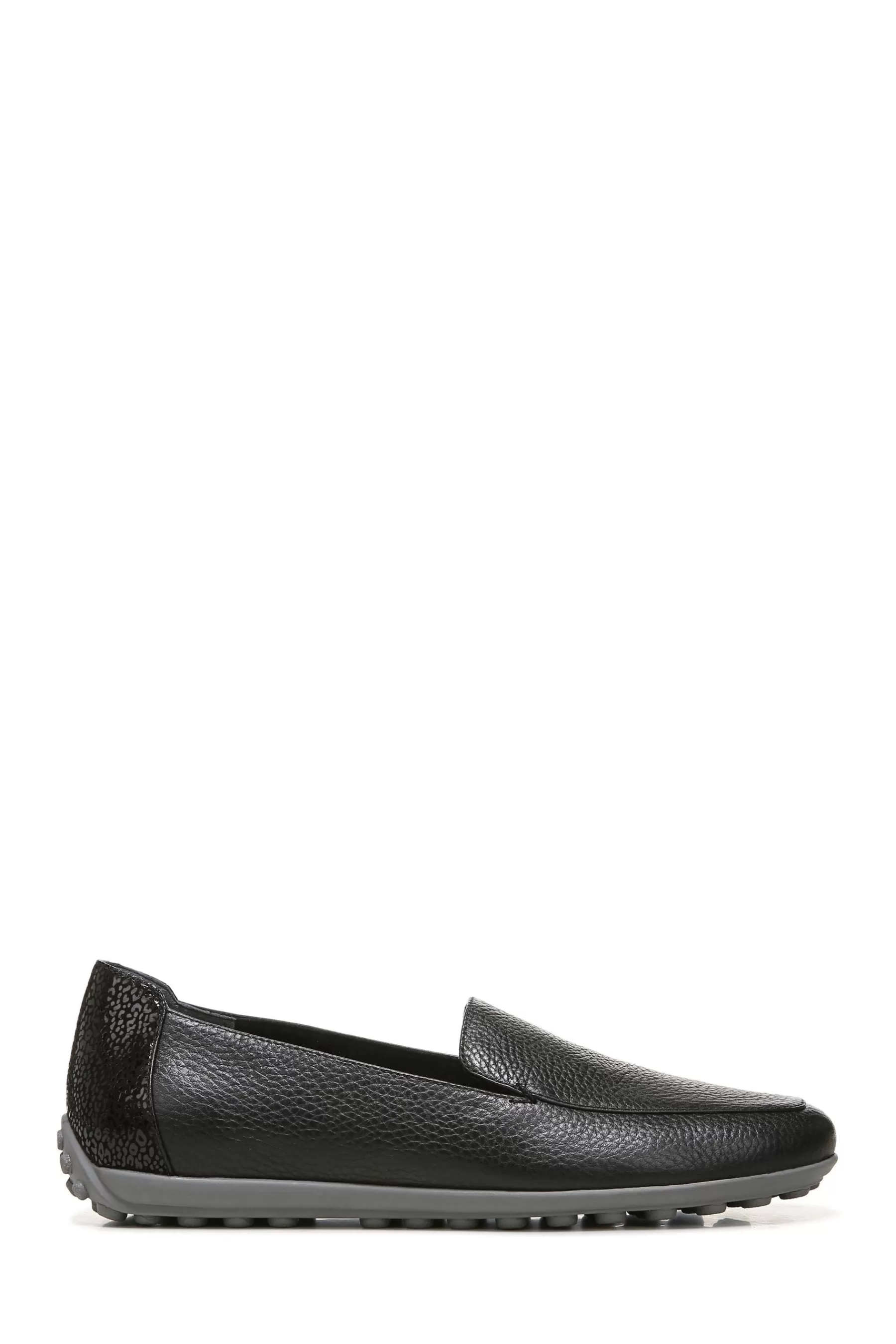 Vionic Flat- Elora Army Leather Slip On Shoes Black