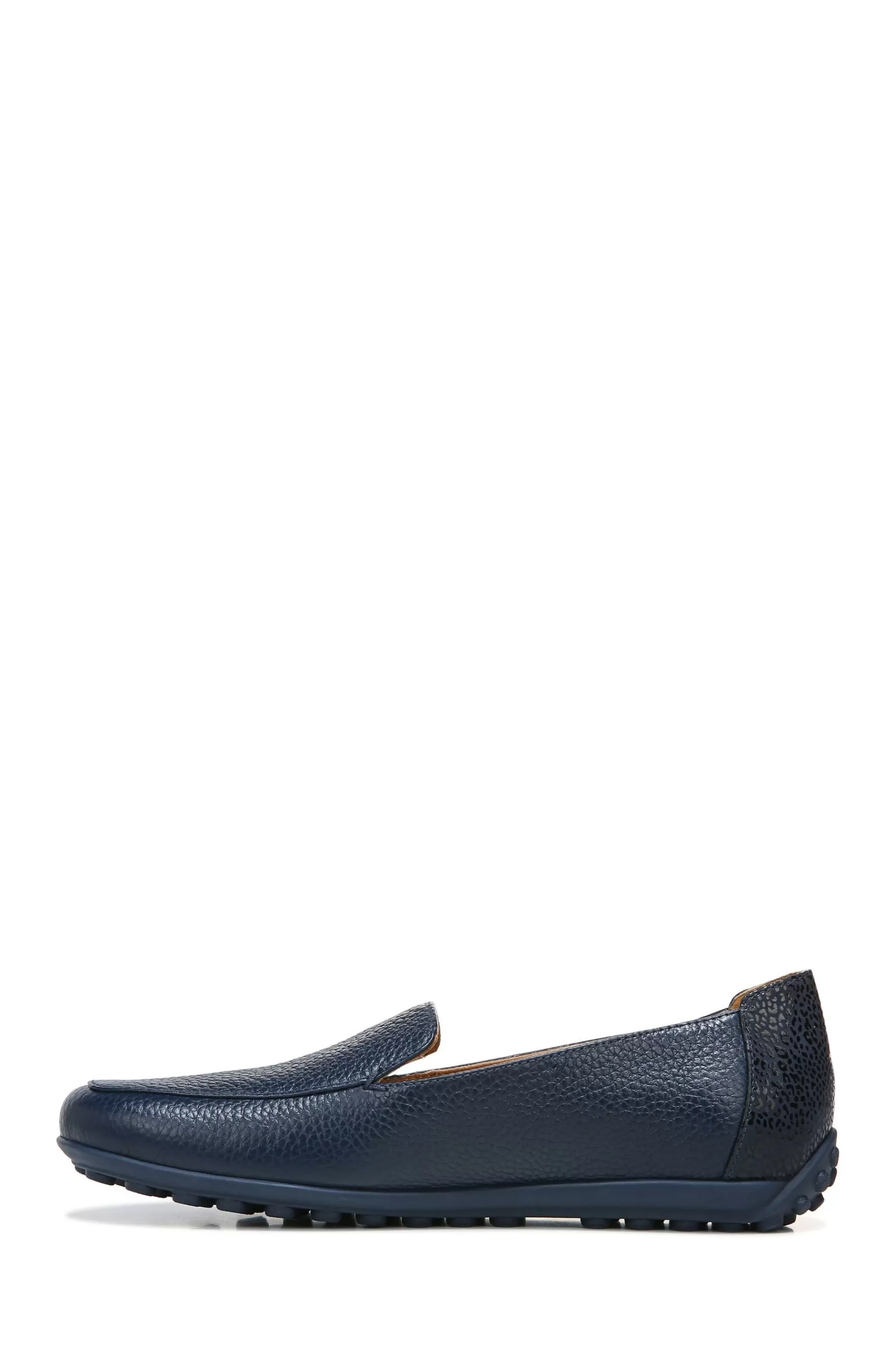 Vionic Flat- Elora Army Leather Slip On Shoes Blue