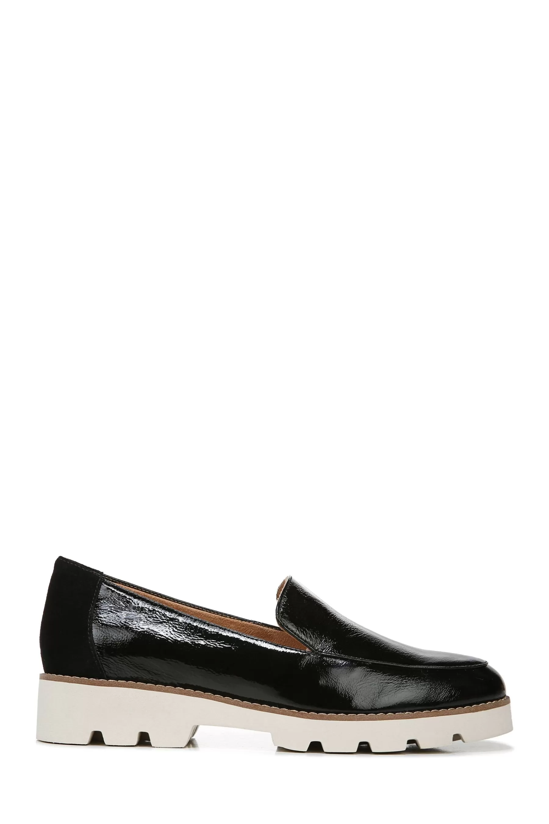 Vionic Flat- Kensley Crinkle Patent Slip On Shoes Black