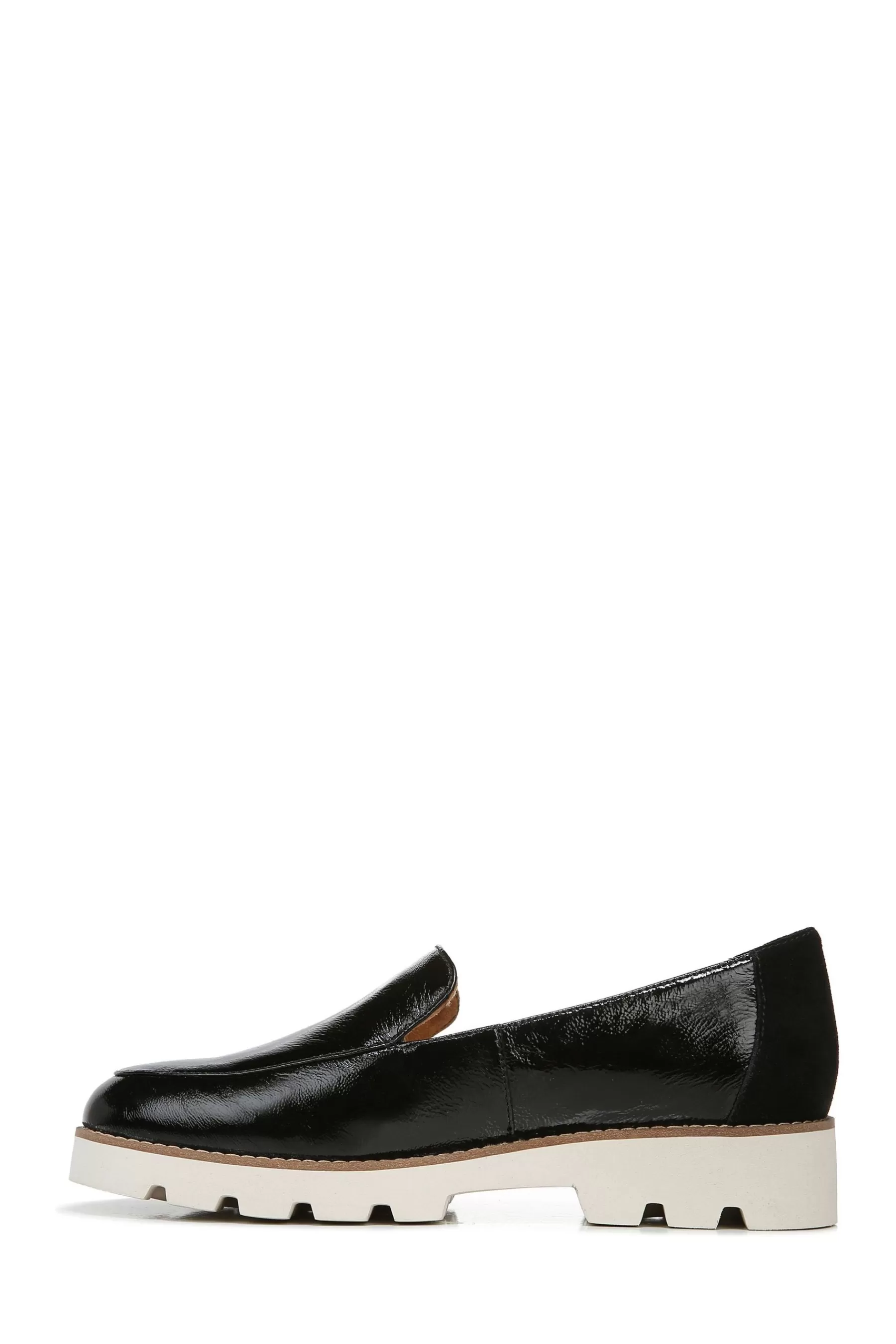 Vionic Flat- Kensley Crinkle Patent Slip On Shoes Black