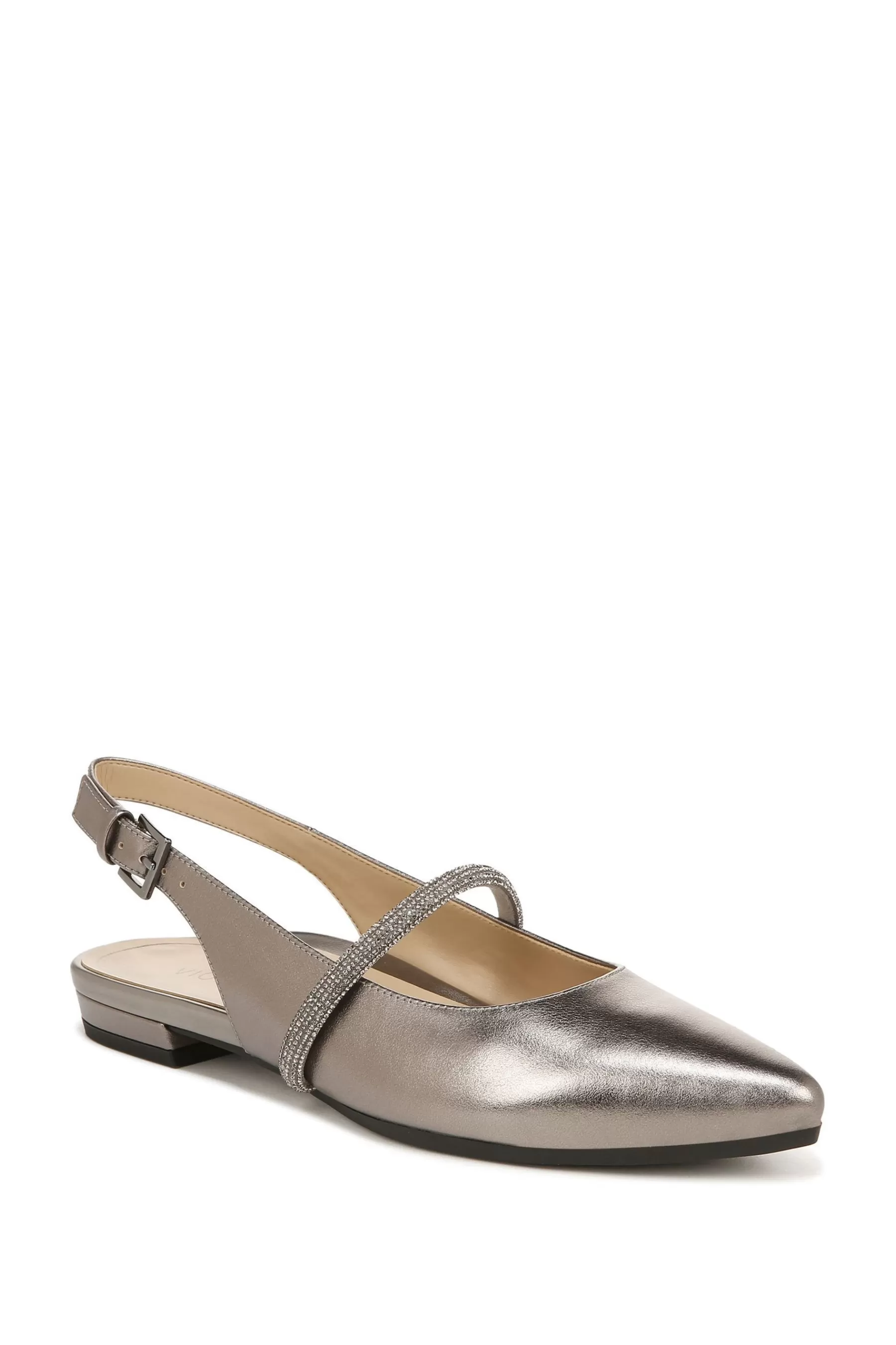 Vionic Flat- Leather Presidio Slingbacks Shoes Grey