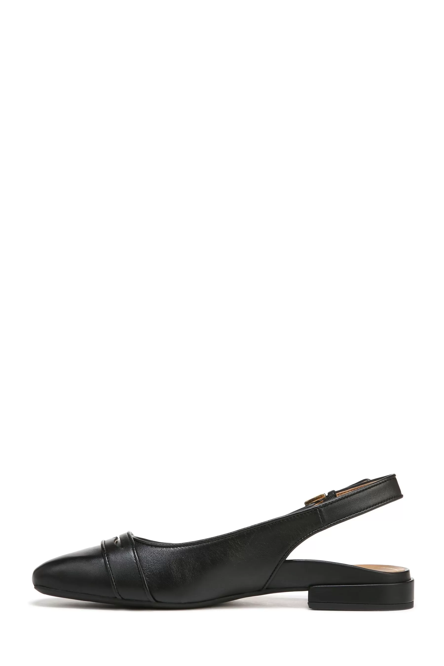 Vionic Flat- Lynda Leather Slingbacks Shoes Black