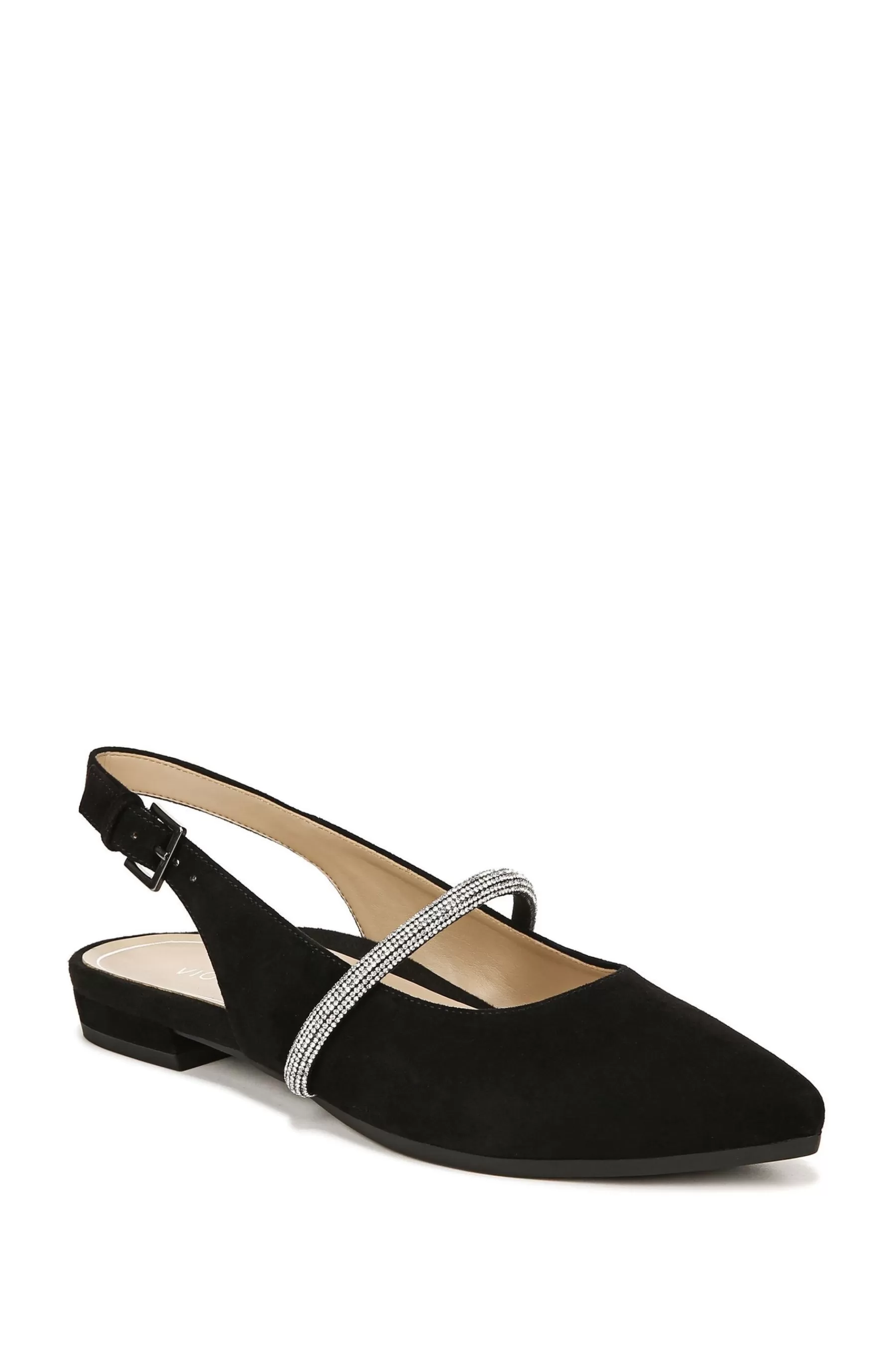 Vionic Flat- Presidio Suede Slingbacks Shoes Black