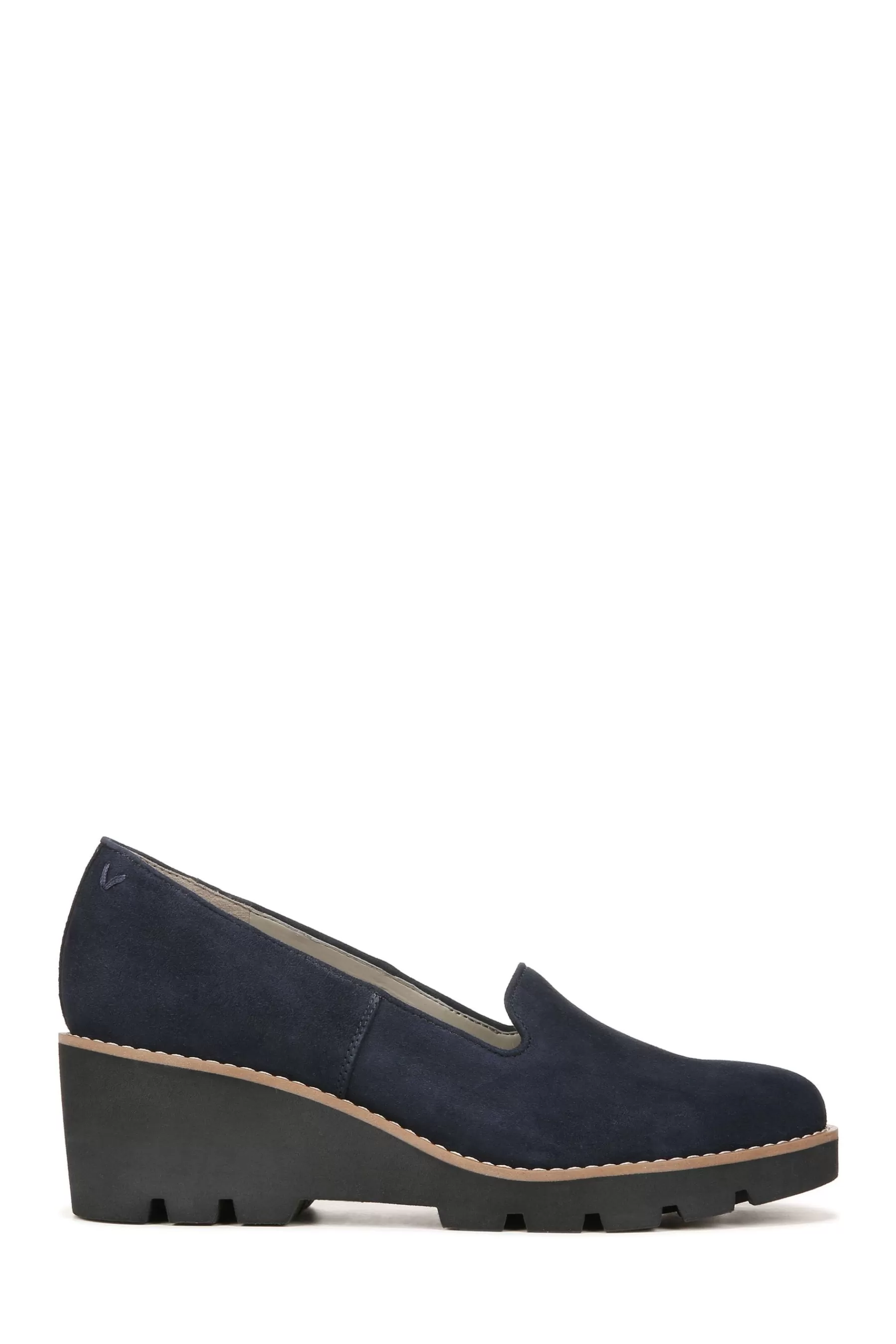 Vionic Flat- Willa Wedge Suede Slip-Ons Blue